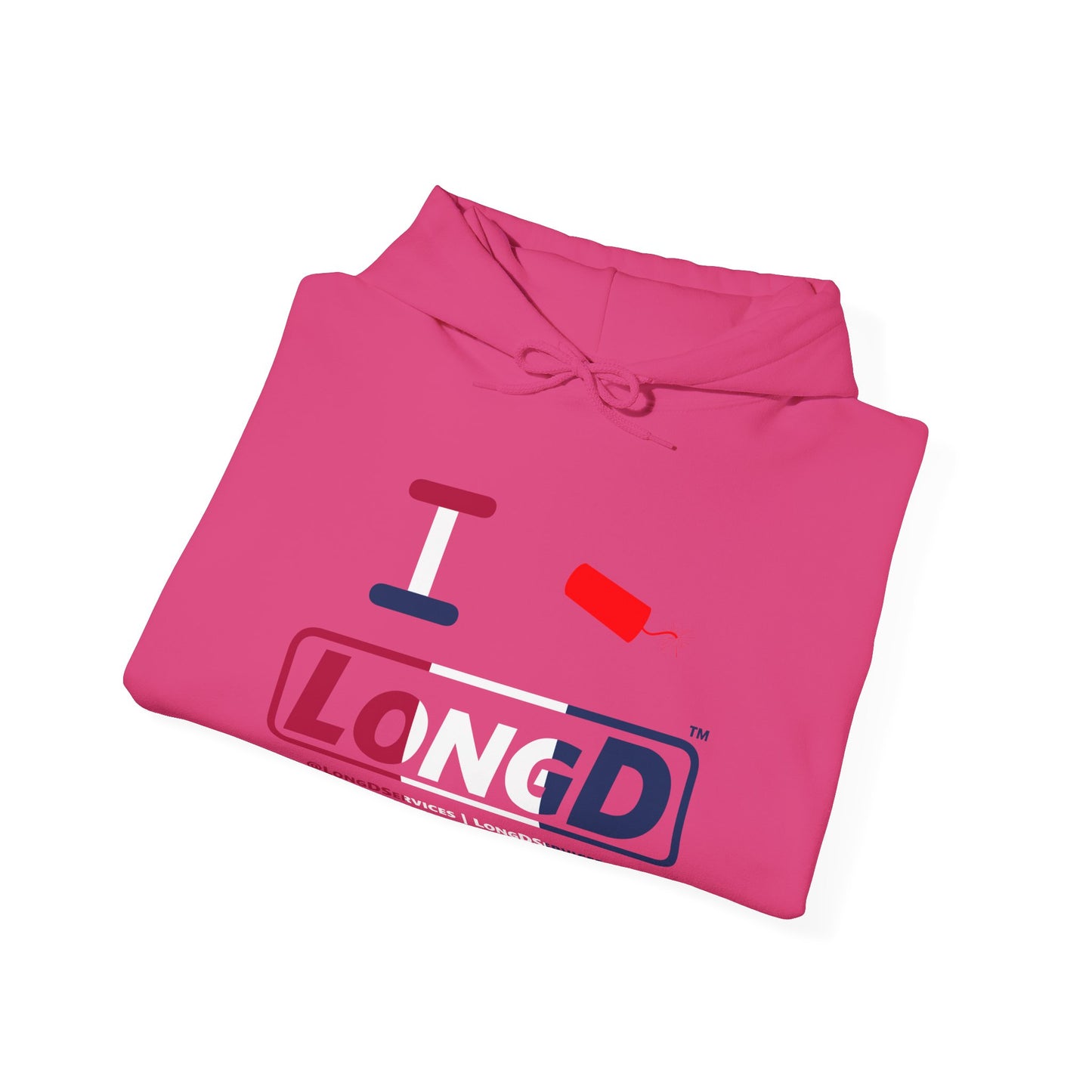 I Firecracker LongD® Logo Hoodie red, white and blue positive thirds