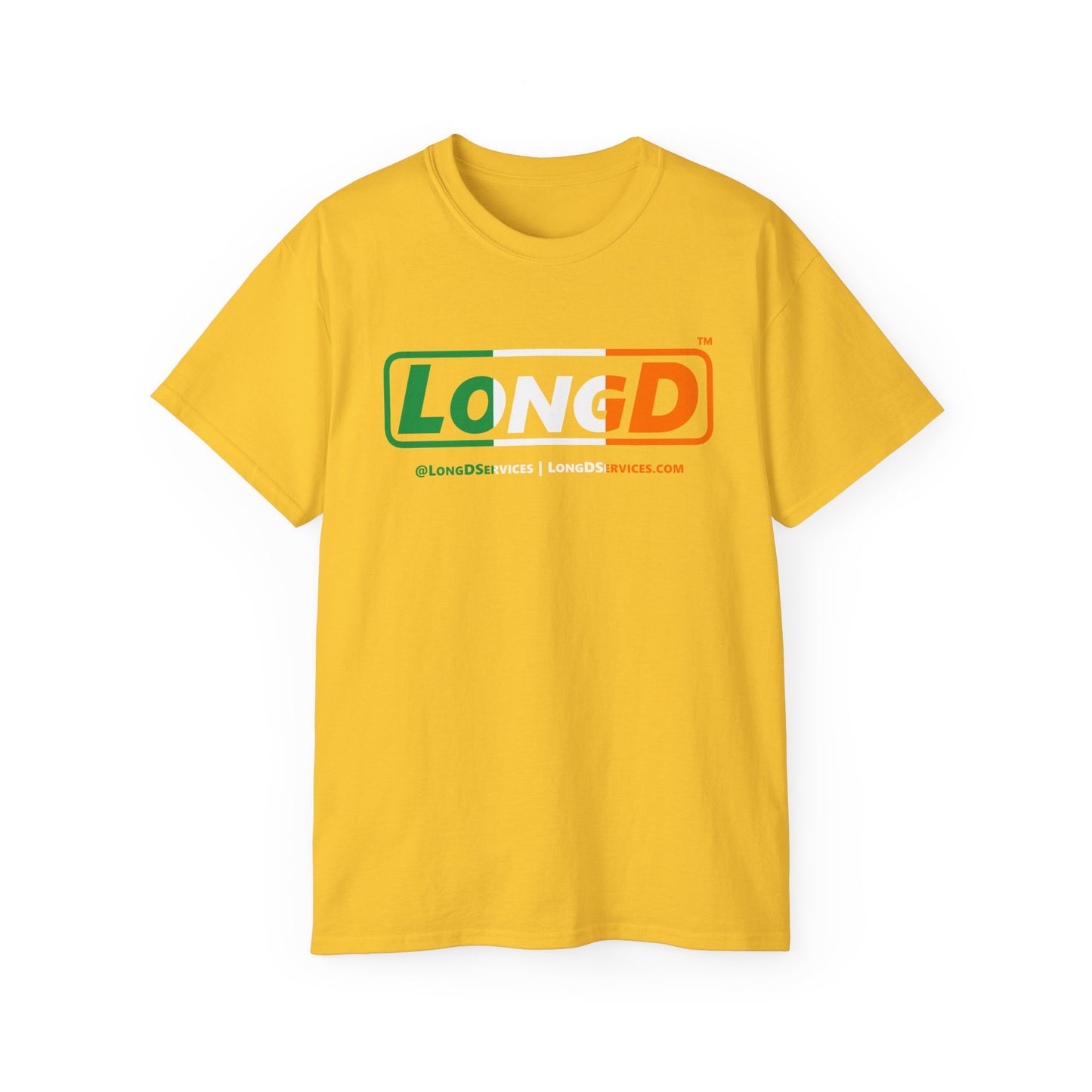 LongD® Logo Cotton Tee (St. Patrick's Day -Irish Green, White and Irish Orange thirds)