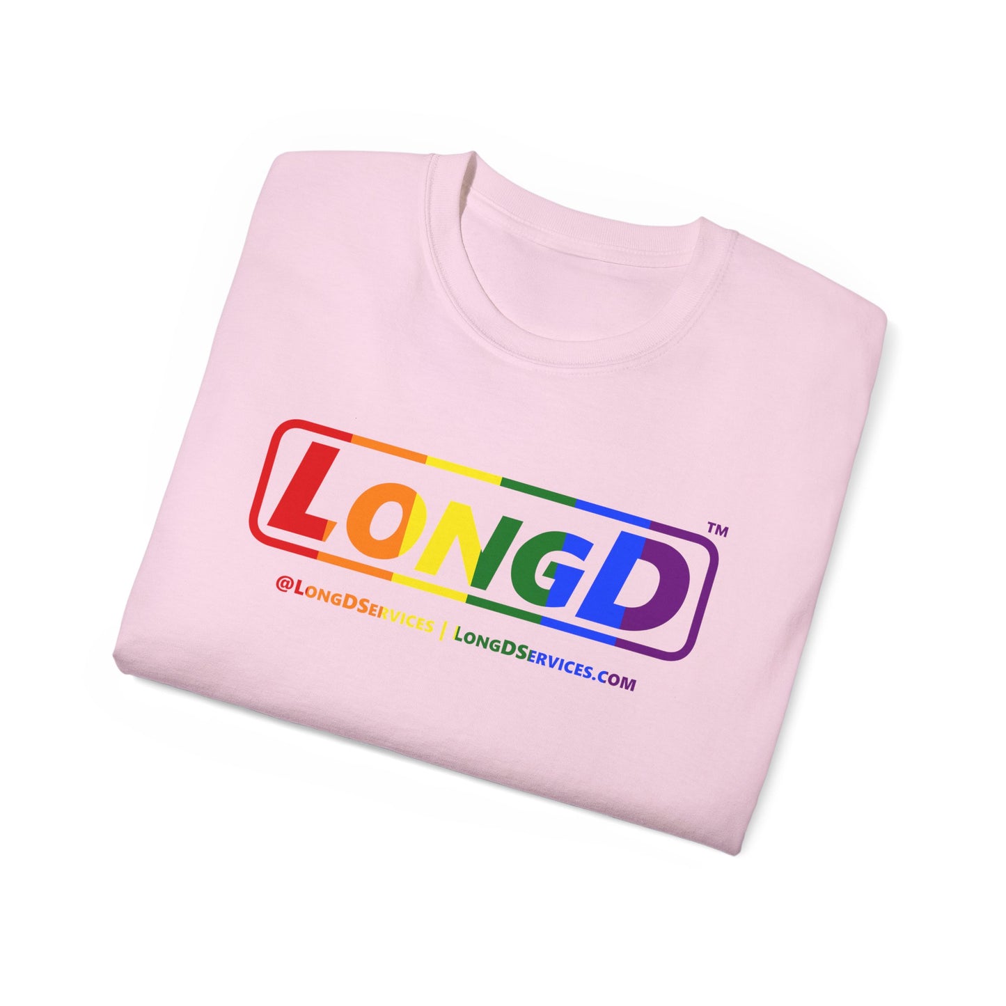 LongD® Logo Cotton Tee Pride rainbow positive text