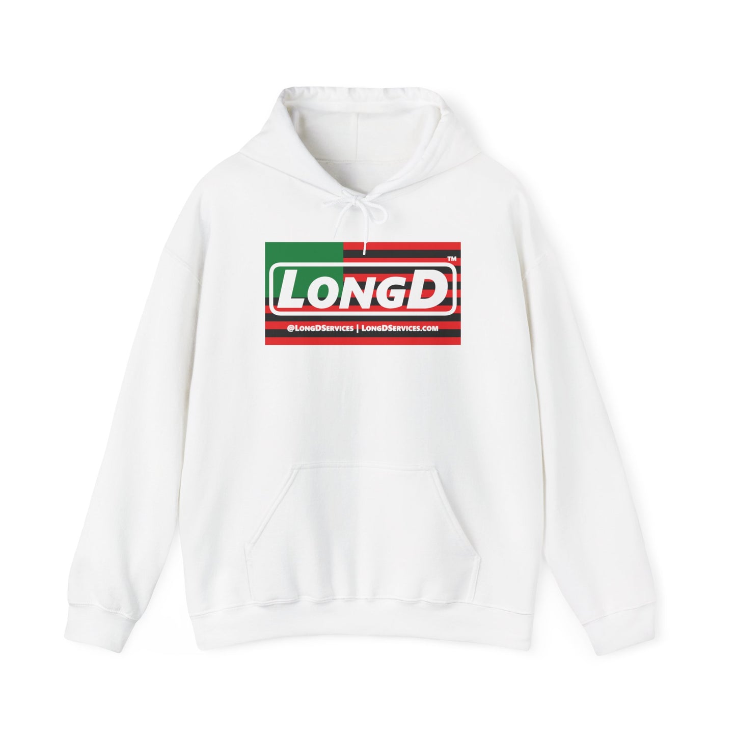 LongD® Logo Hoodie with Juneteenth negative flag