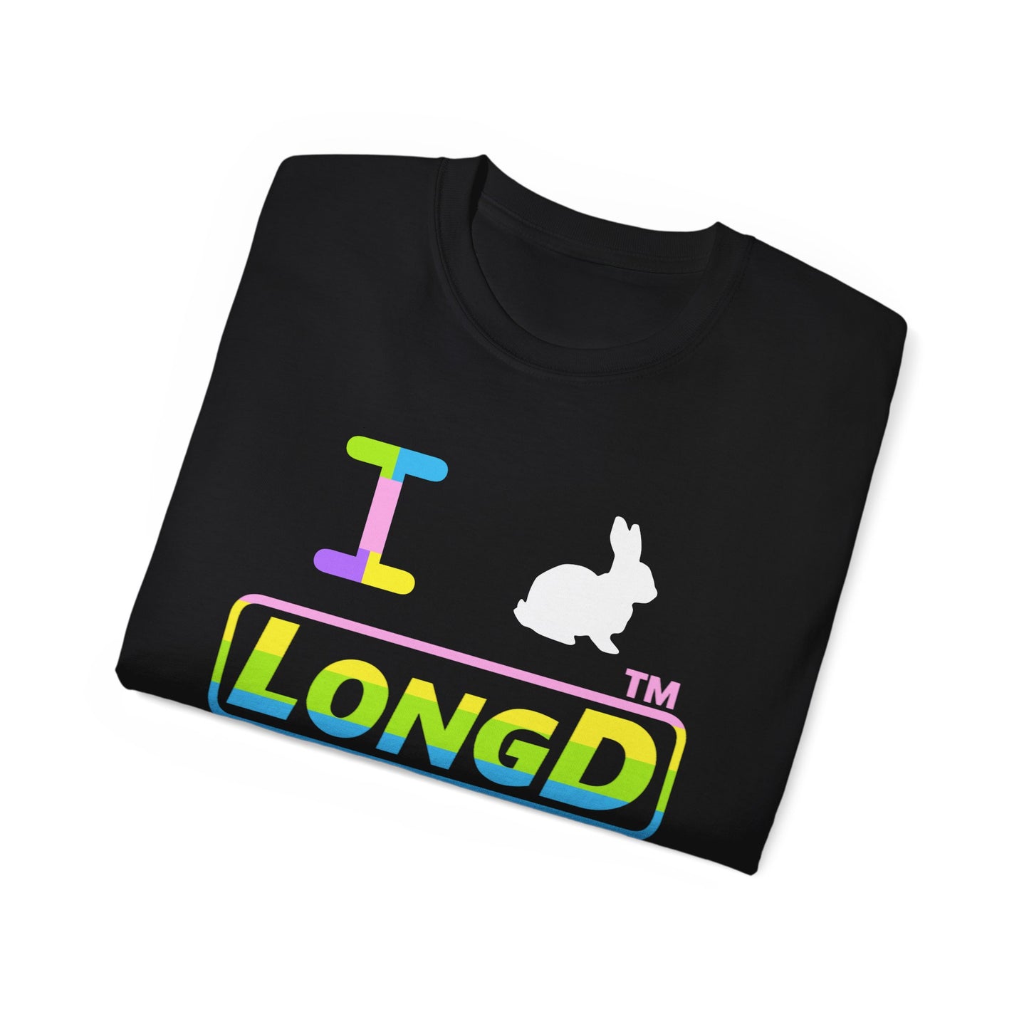 I Bunny LongD® positive horizontal striped Chicago Logo Cotton Tee