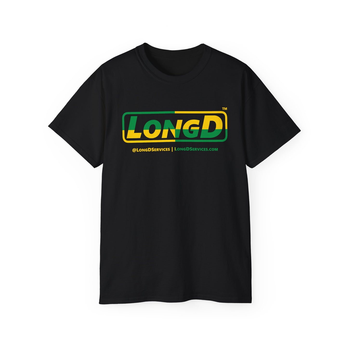 LongD® Logo Cotton Tee (St. Patrick's Day -Irish Green and Golden Yellow quarter split)