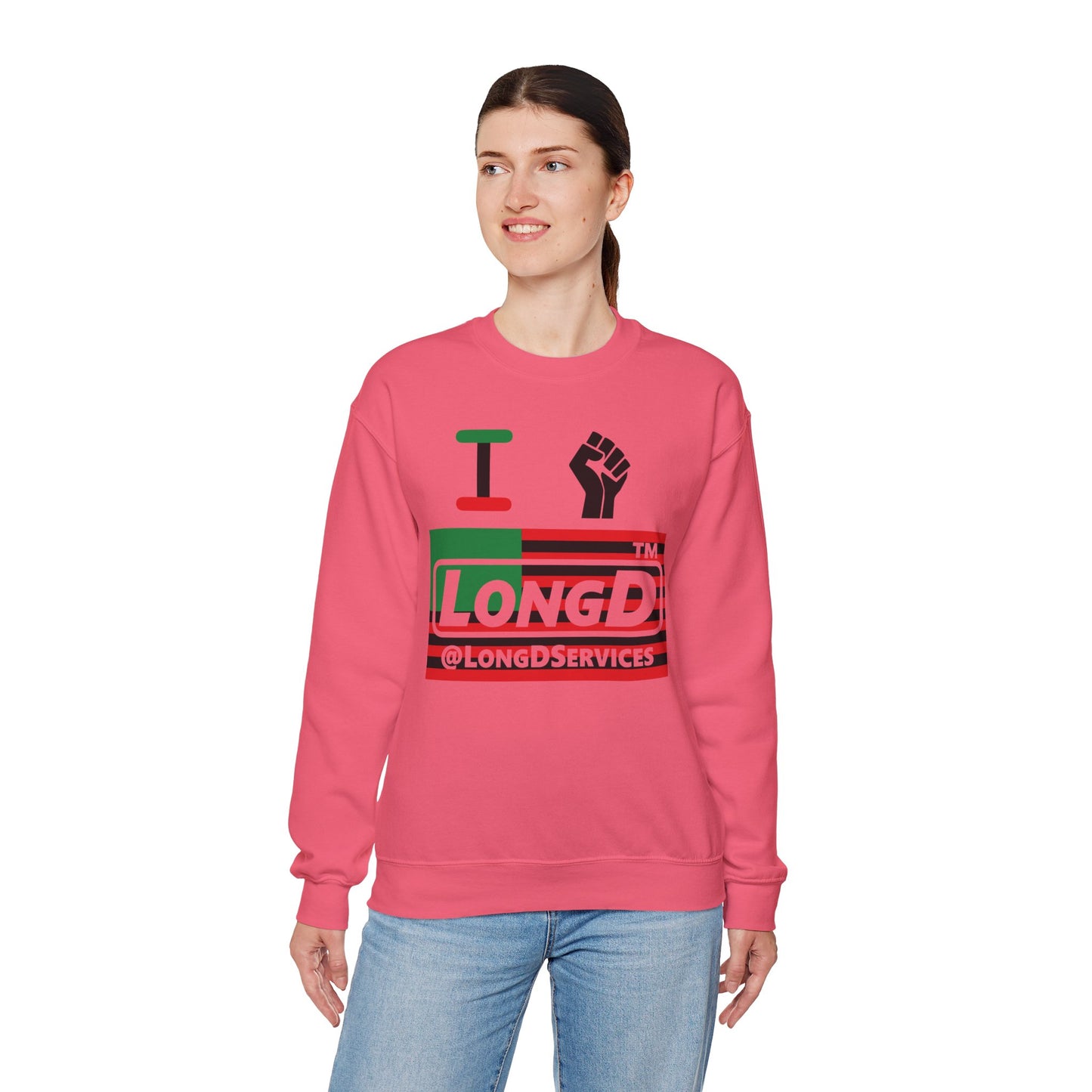 I fist LongD negative flag tag logo crewneck sweatshirt