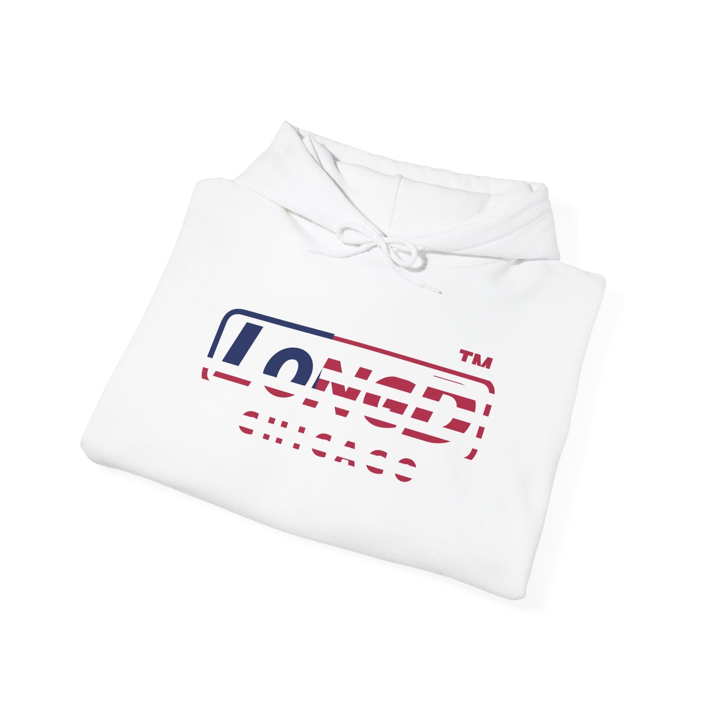 LongD® positive flag Chicago logo hoodie (patriotic colors)