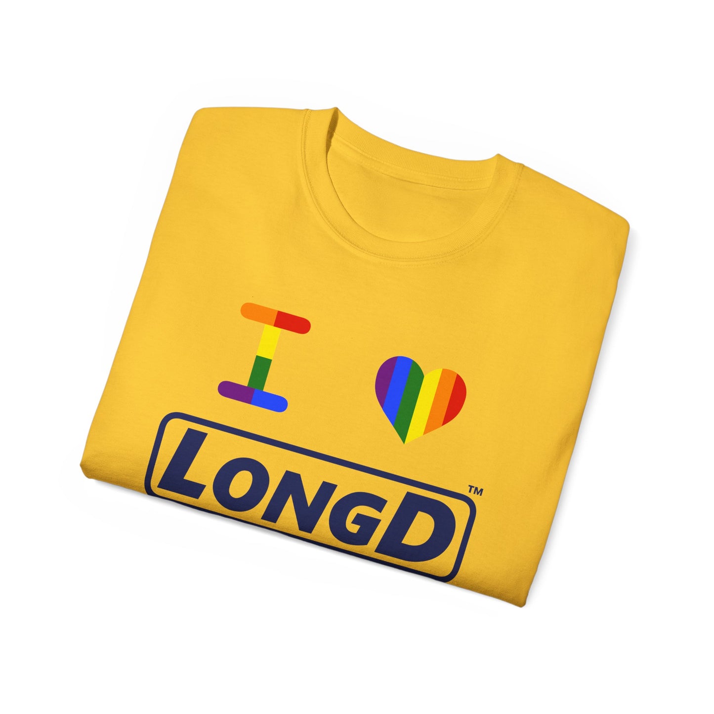 I Luv LongD® Official Logo Cotton Tee Pride rainbow heart and positive text logo