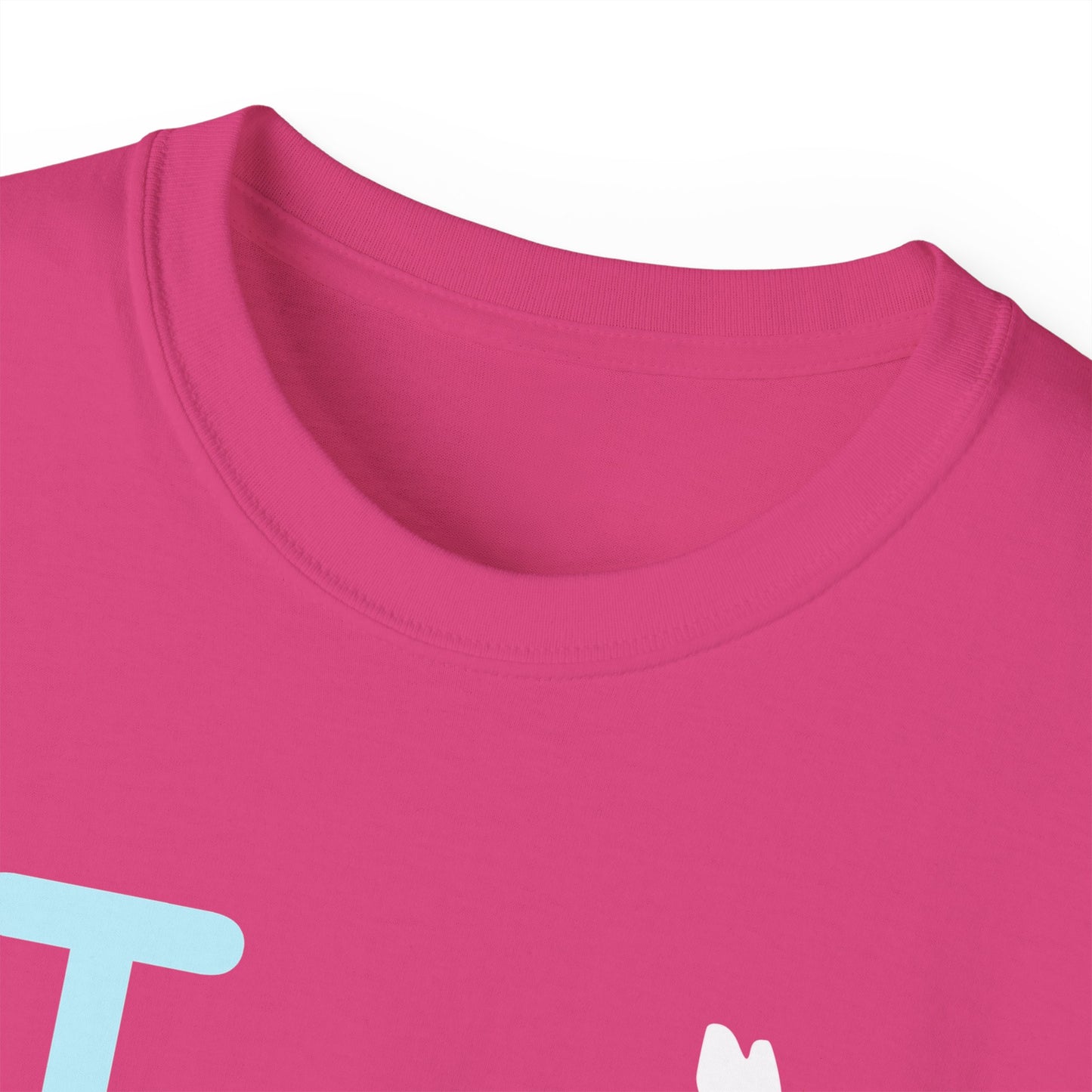 I Bunny LongD® Logo Cotton Tee Easter pastel blue text (white Easter Bunny)