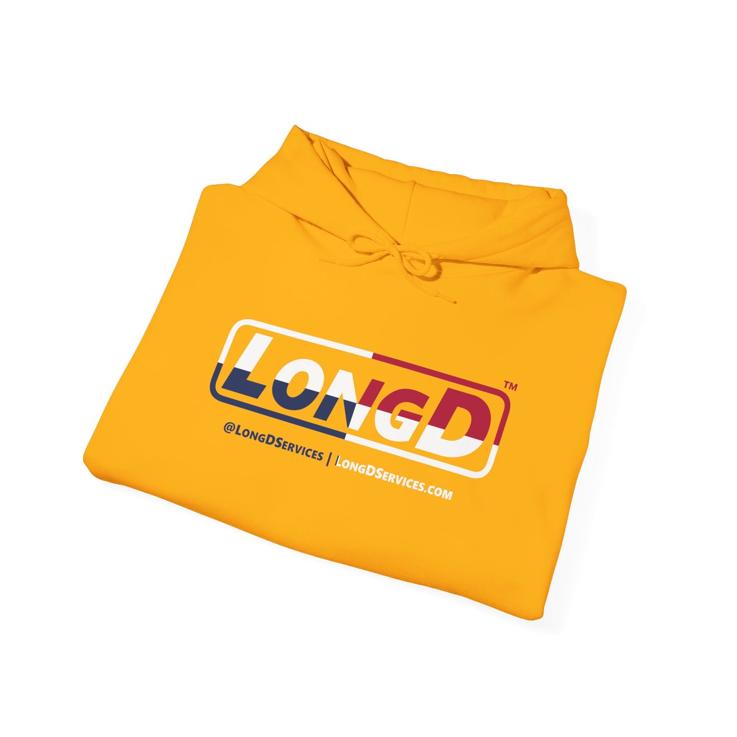 LongD® Logo Hoodie red, white and blue positive quarters