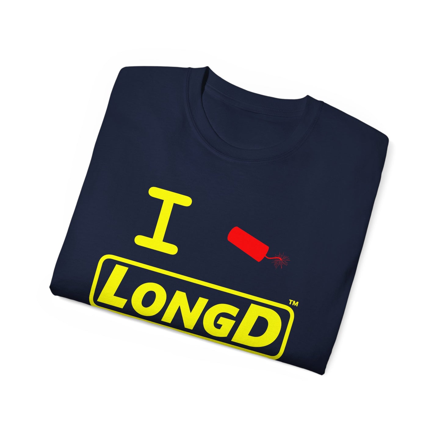 I Firecracker LongD® Reverse Logo Cotton Tee Red firecracker (no blue or white)