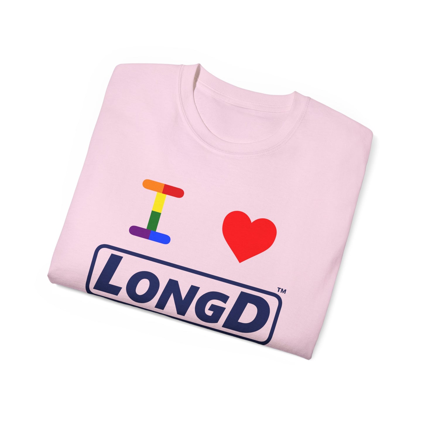 I Luv LongD® Official Logo Cotton Tee Pride rainbow "I" and positive text
