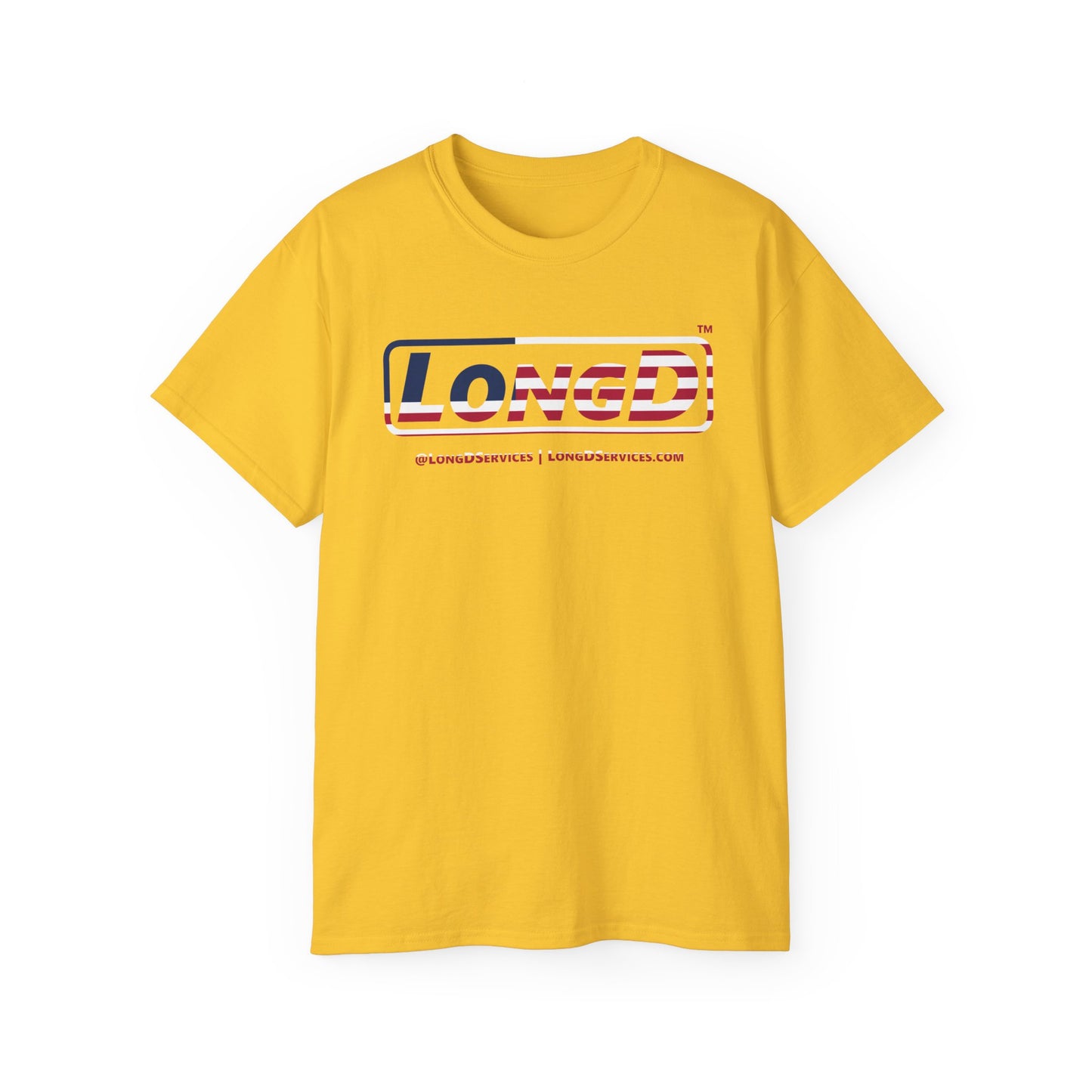 LongD® Logo Cotton Tee Red, White and Blue positive flag