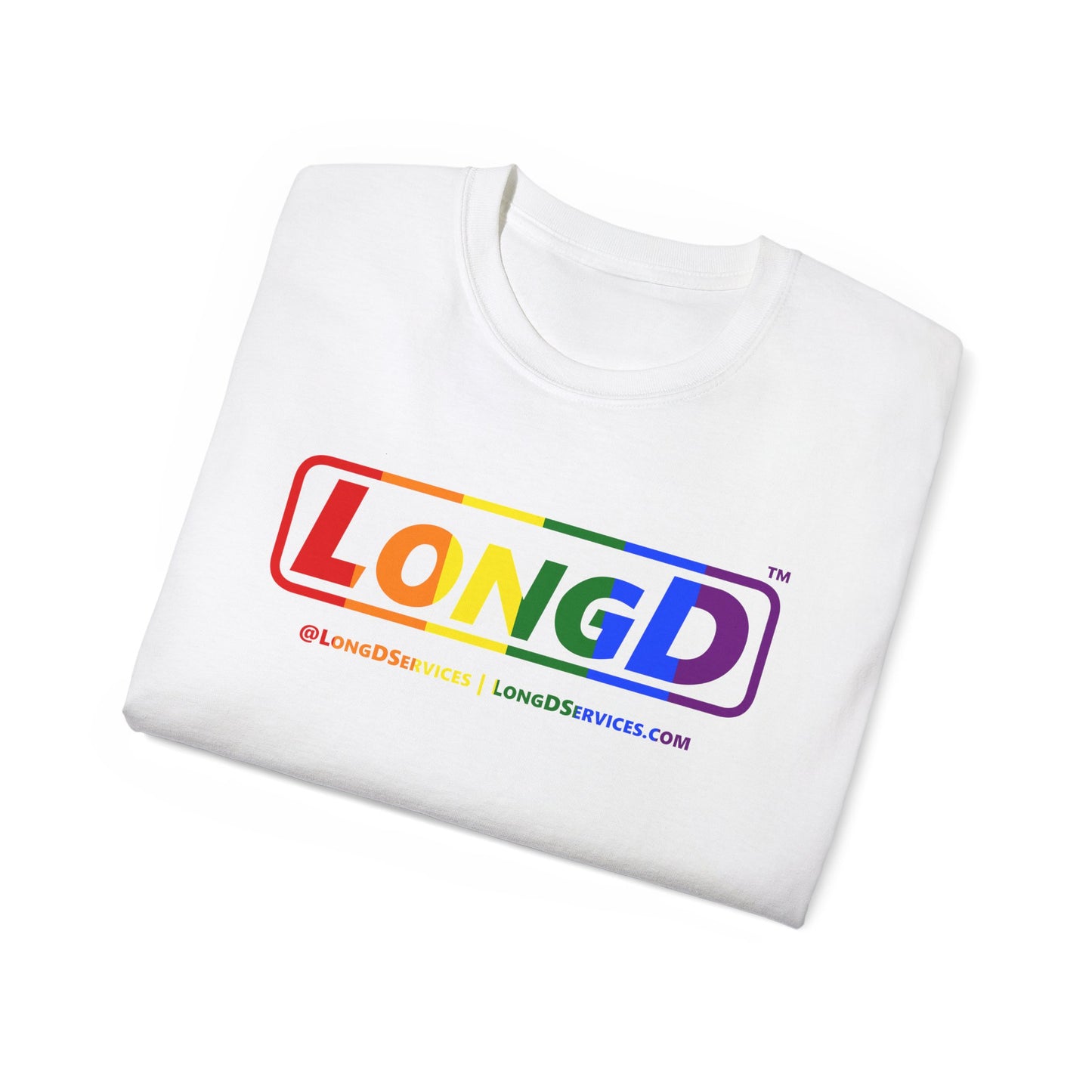 LongD® Logo Cotton Tee Pride rainbow positive text