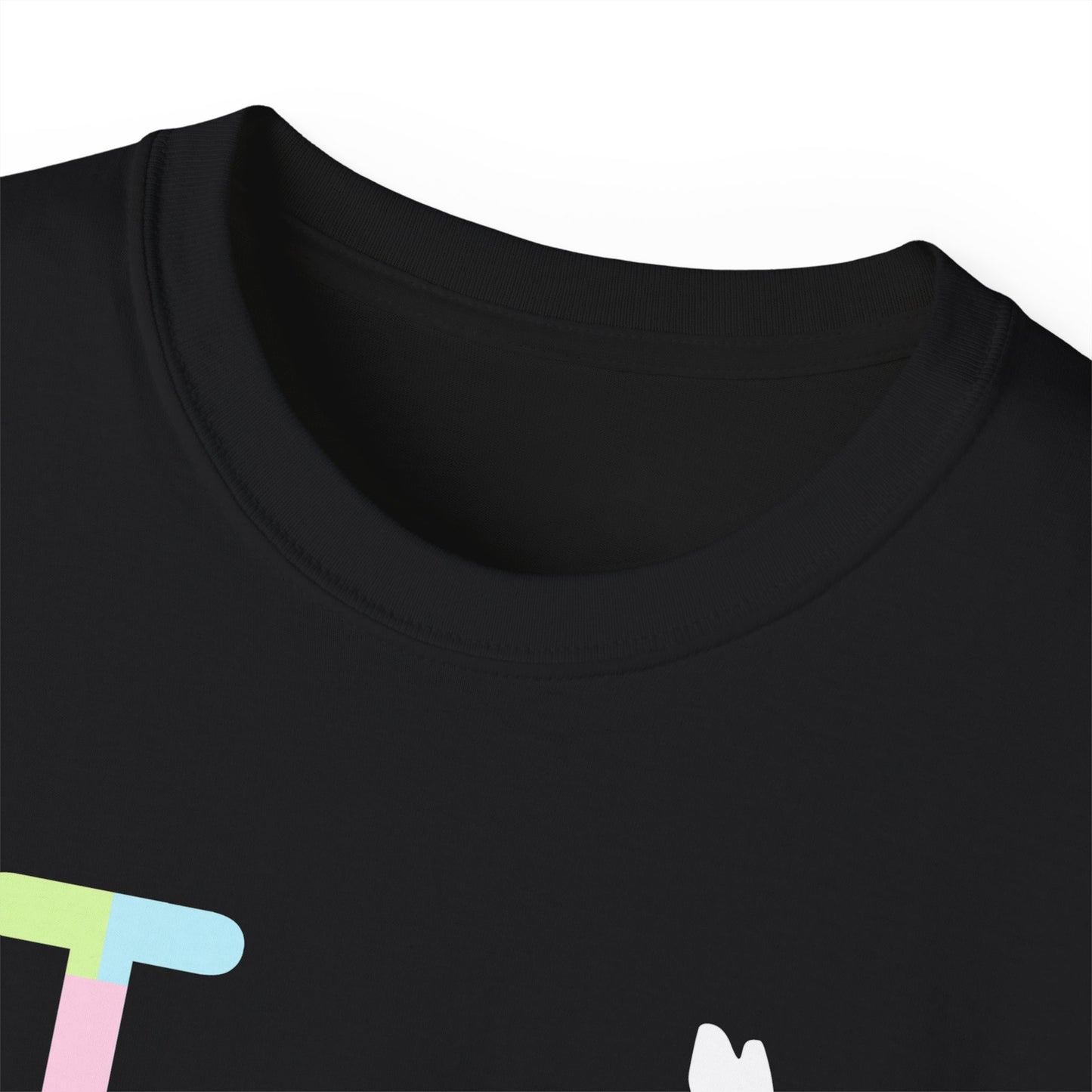 I Bunny LongD® Logo Cotton Tee Easter pastel variety positive top text and negative bottom text (white Easter Bunny)