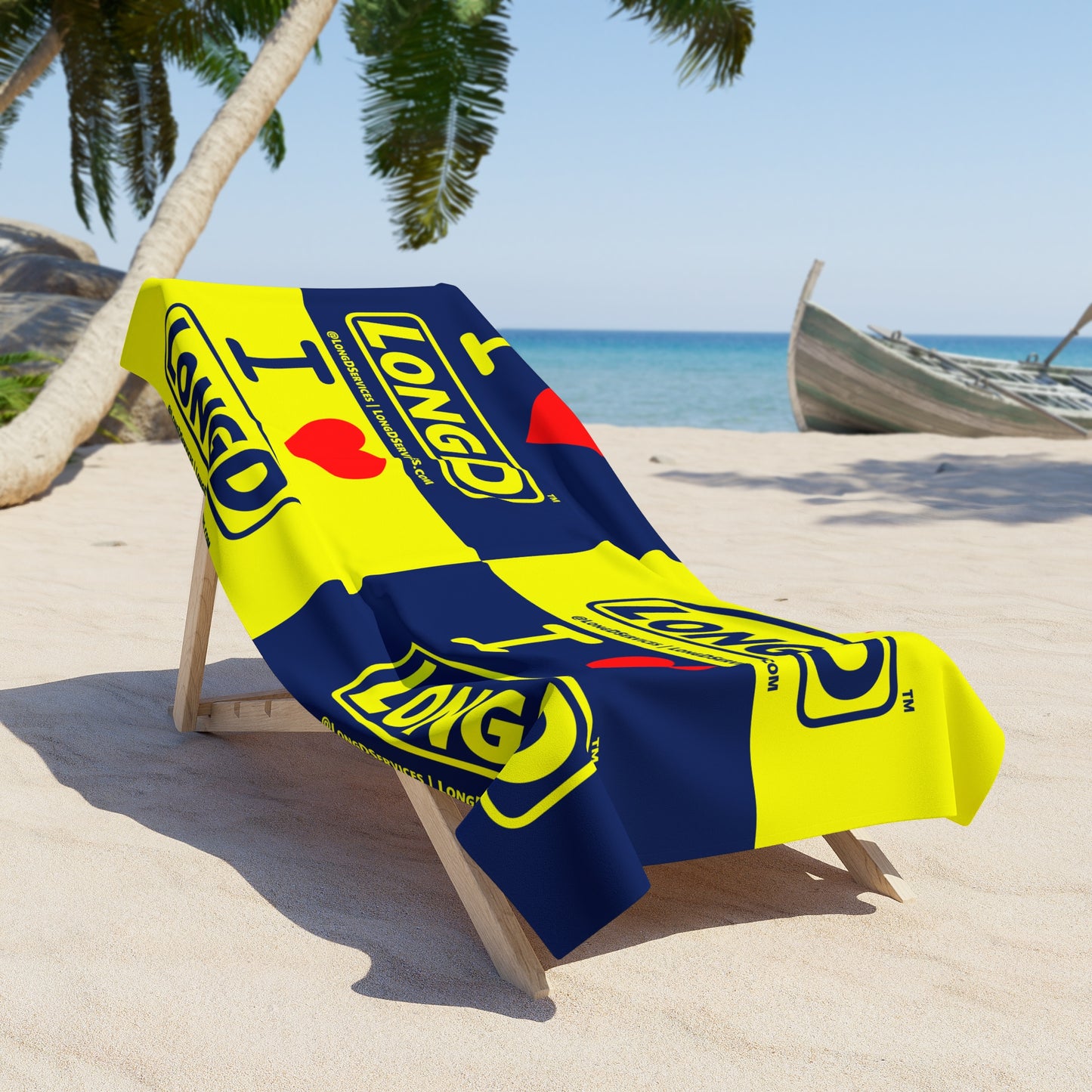 I Luv LongD Mixed Logo Beach Towel