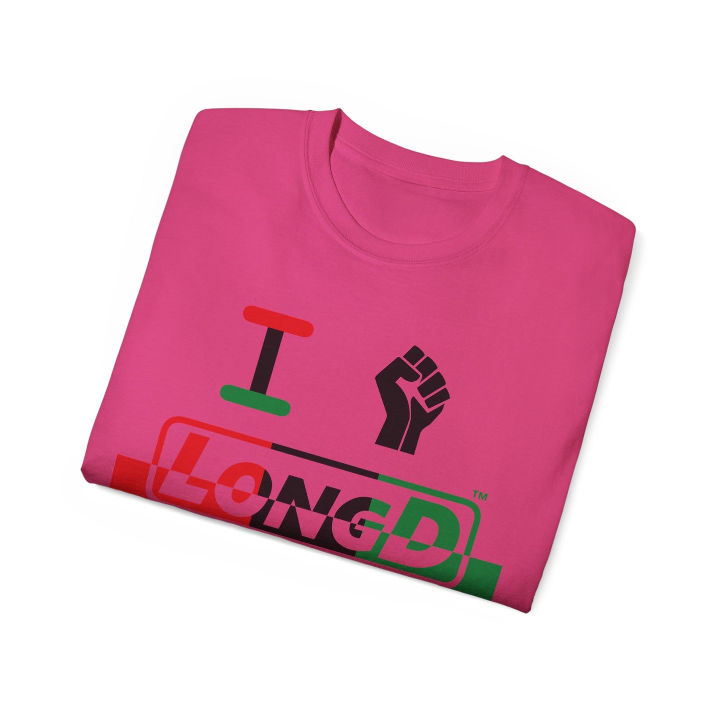 I Fist LongD® Logo Cotton Tee Juneteenth black fist positive top negative bottom text