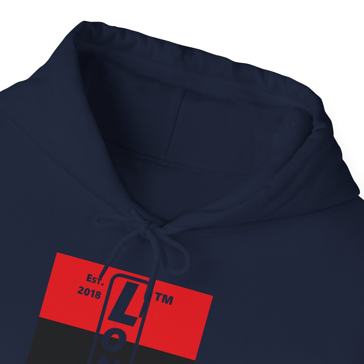 LongD® negative horizontal 3-striped upright Hyde Park logo hoodie (Juneteenth colors)