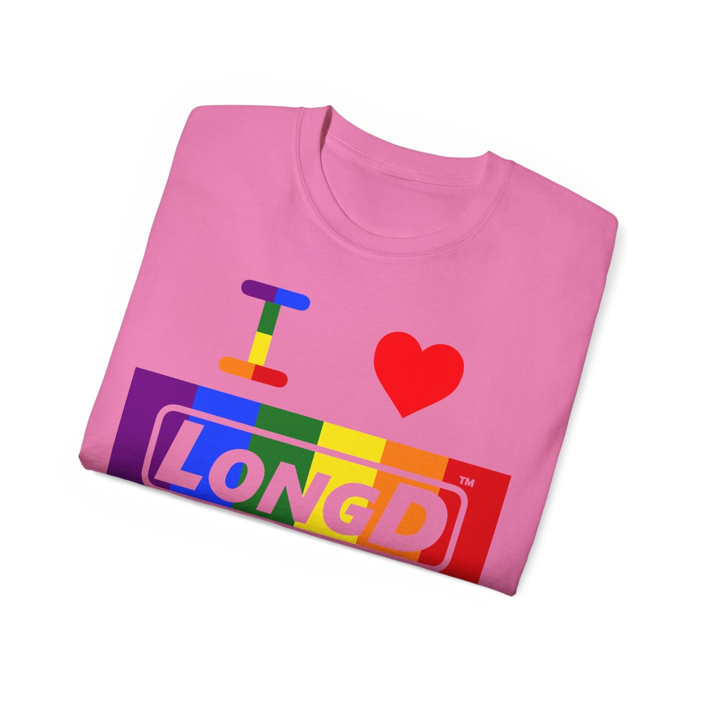 I Luv LongD® Logo Cotton Tee Pride rainbow negative text