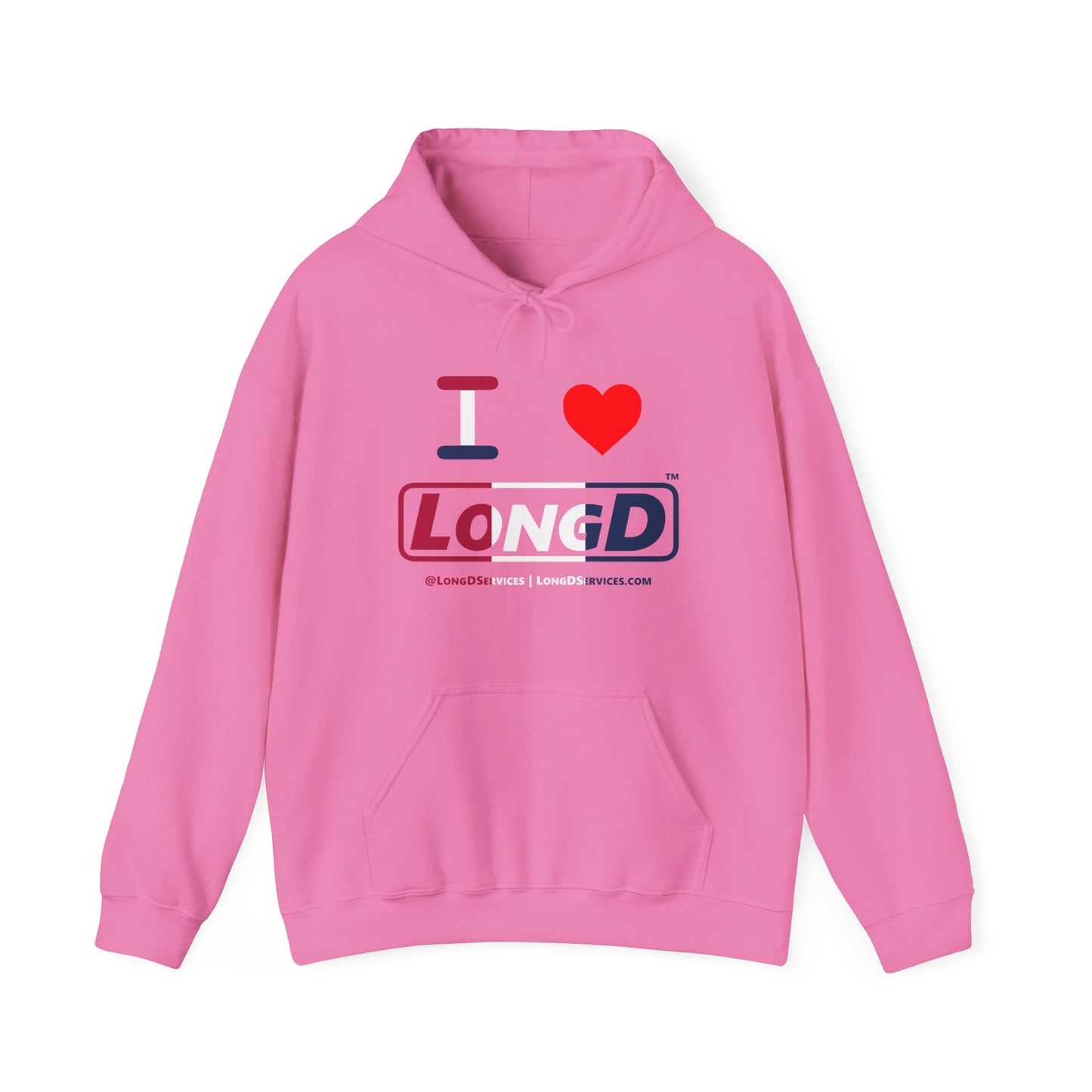 I Luv LongD® Logo Hoodie red, white and blue positive thirds