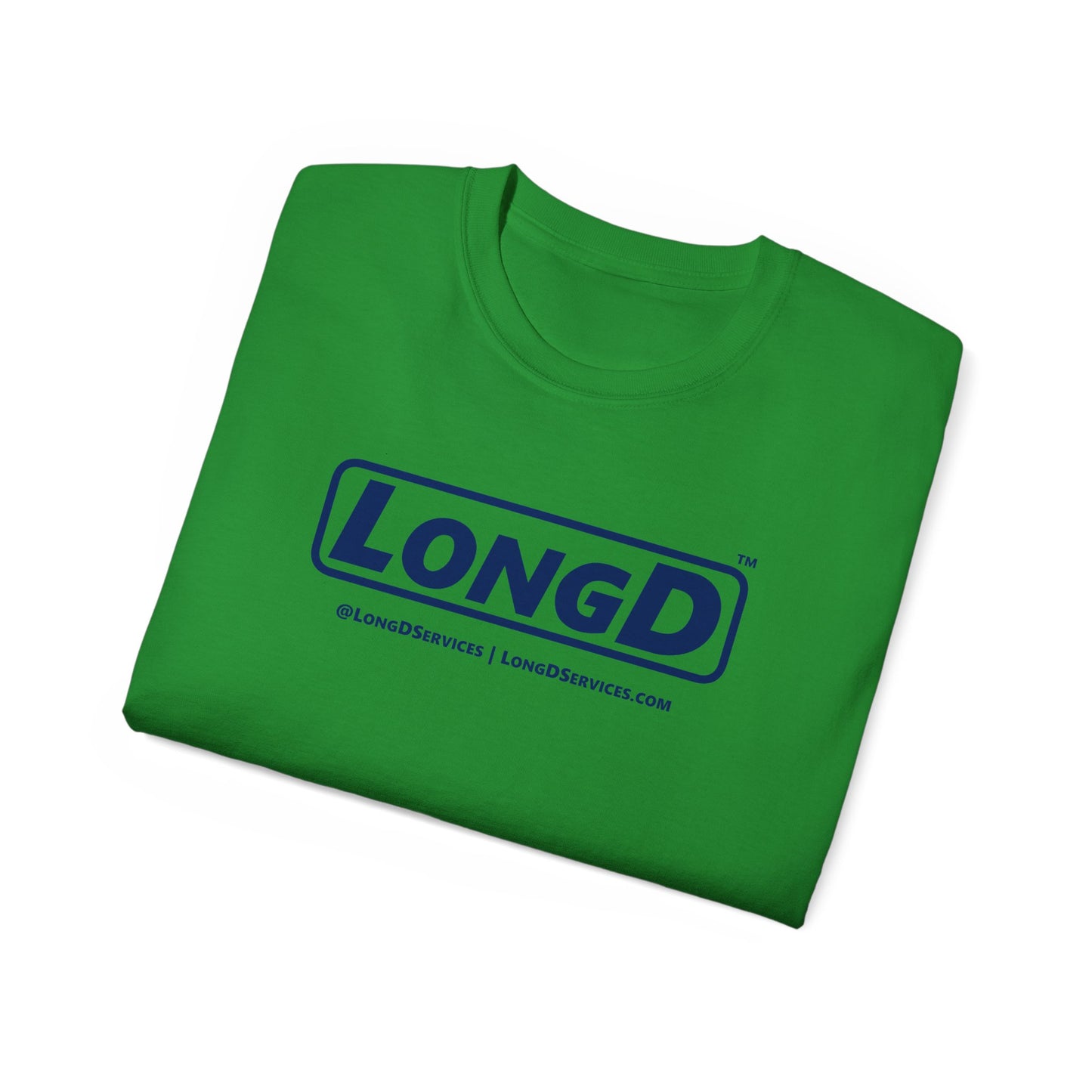 LongD® Logo Cotton Tee (Mardi Gras colored shirts with blue text)
