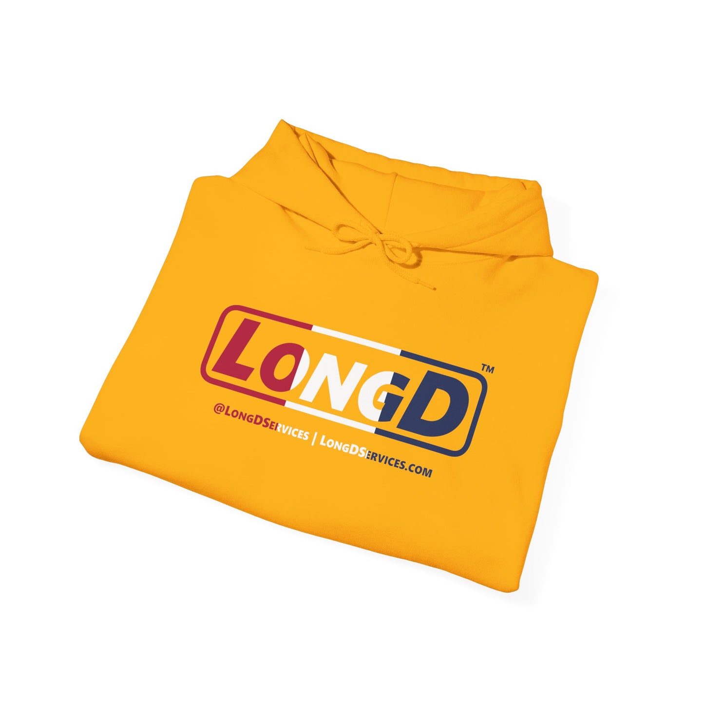 LongD® Logo Hoodie red, white and blue positive thirds