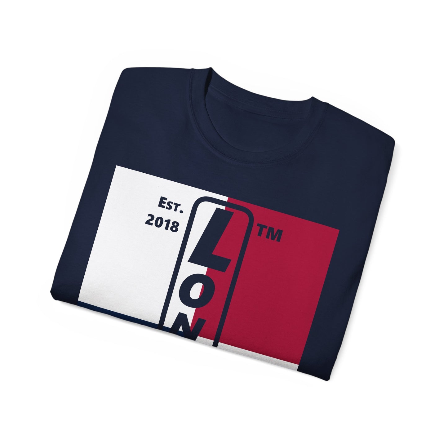 LongD cotton tee negative quarters Hyde Park upright logo (Patriotic colors)