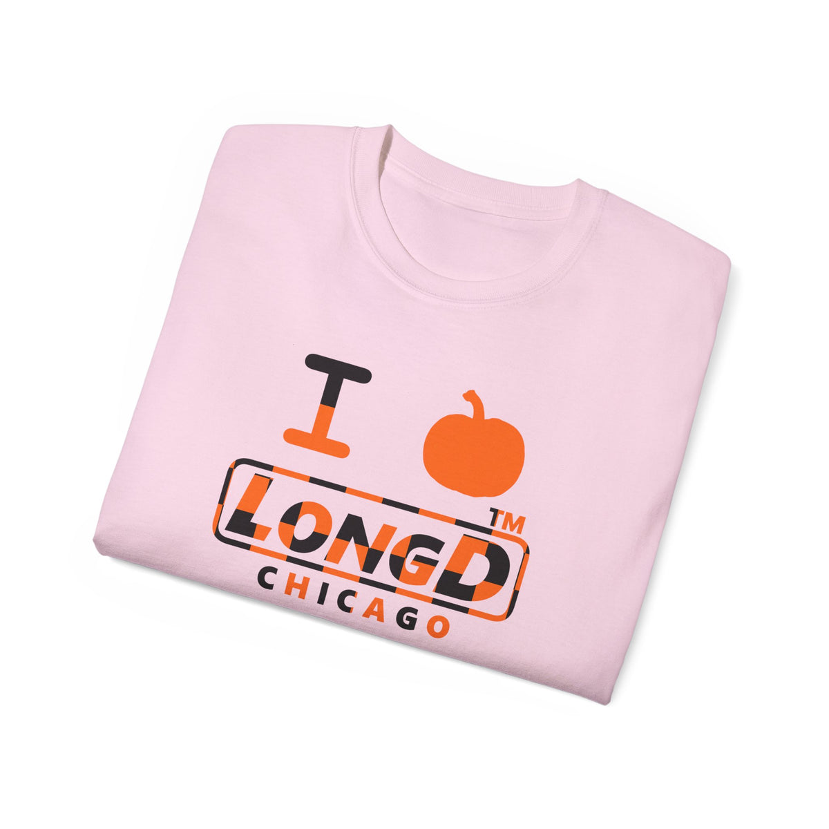 I pumpkin LongD Chicago positive checkered logo cotton tee