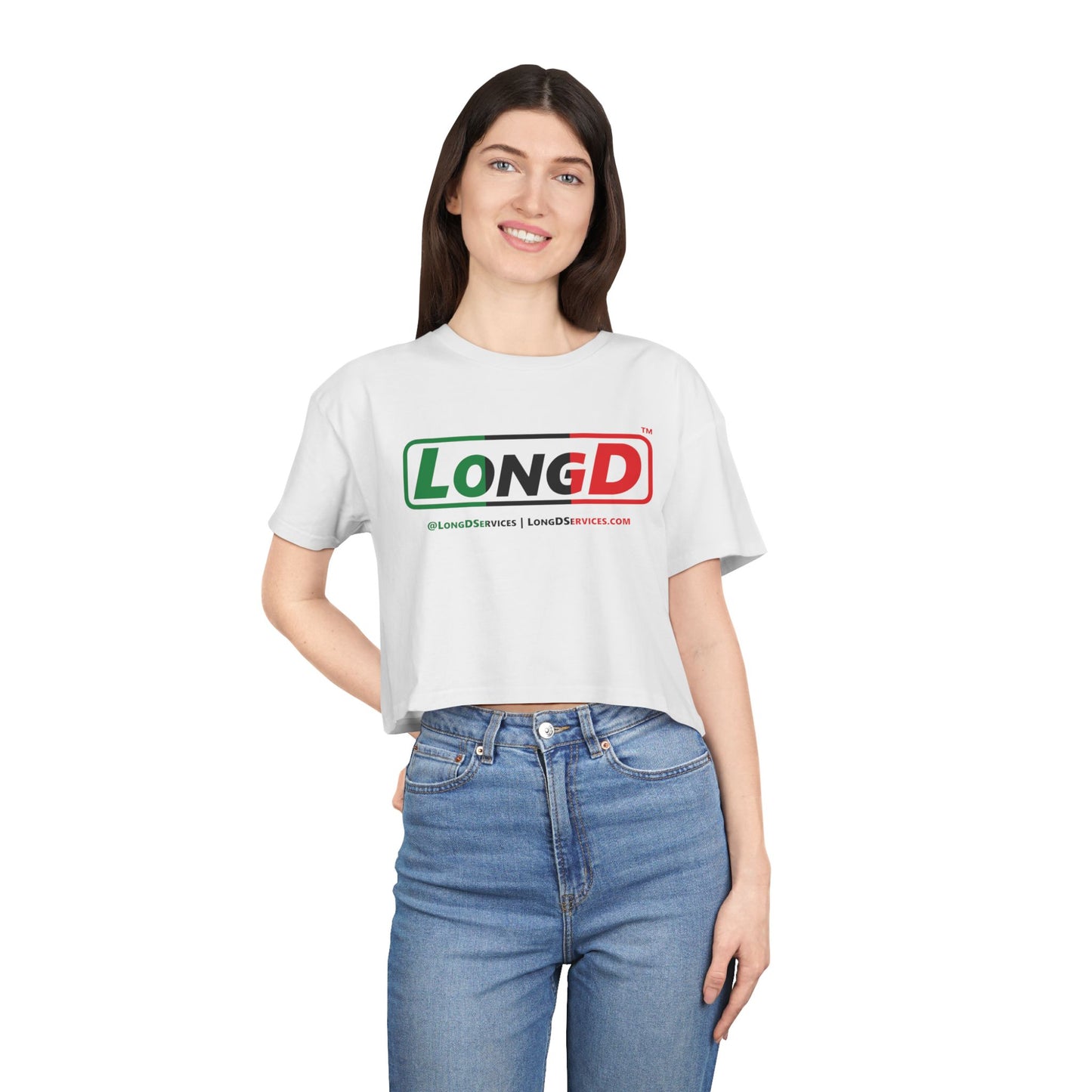 LongD Logo Women's Crop Tee (Juneteenth positive thirds logo)