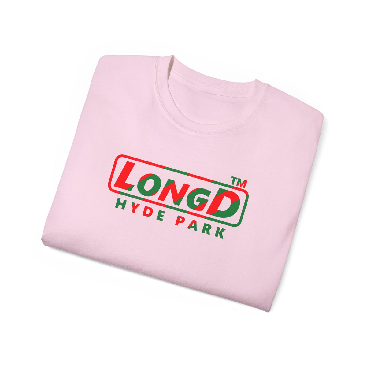 LongD Hyde Park positive pixel-weighted 6-striped logo (Xmas colors) cotton tee