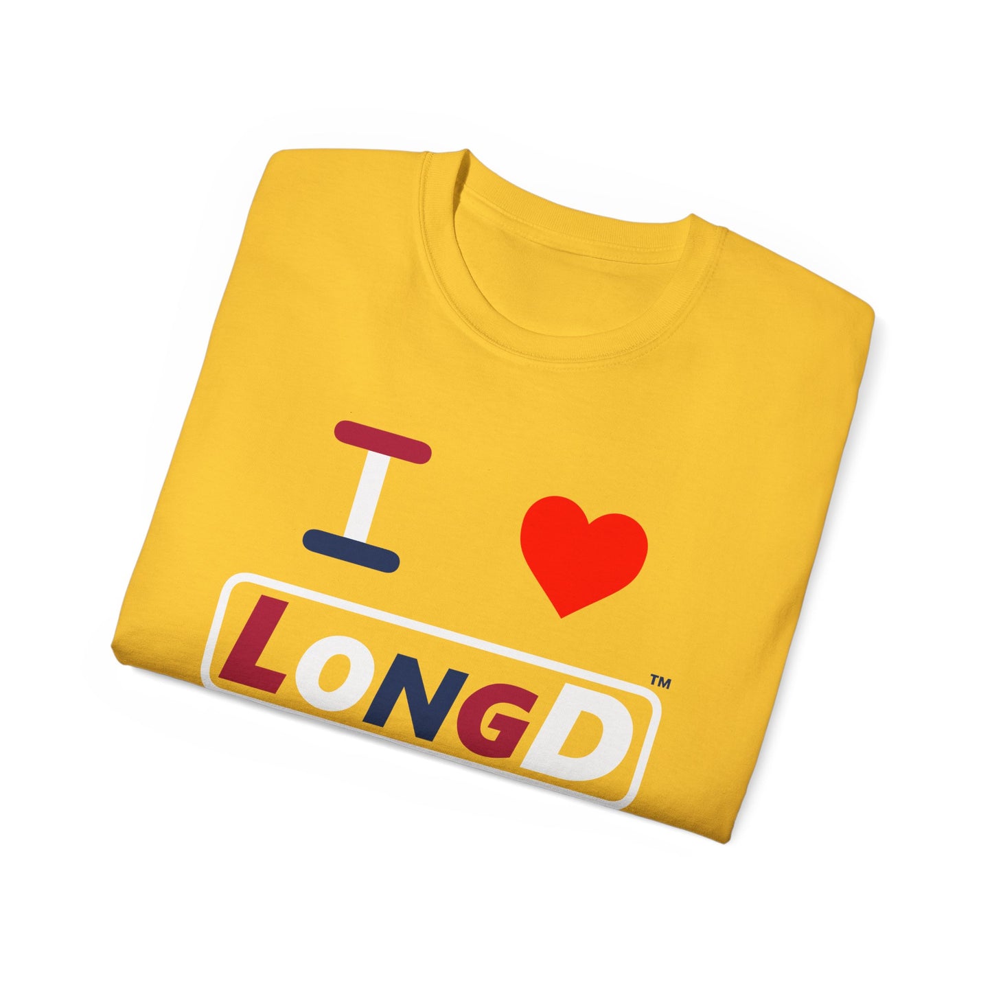 I Luv LongD® Logo Cotton Tee Red, White and Blue positive varied elements text