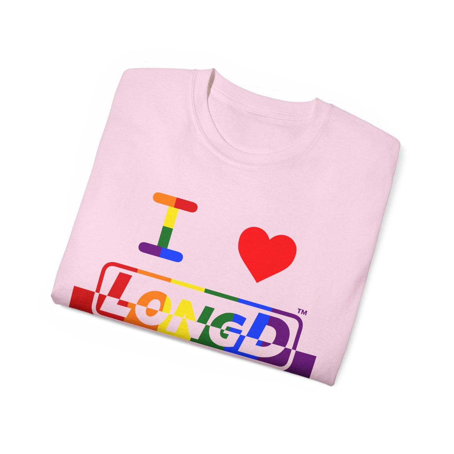 I Luv LongD® Logo Cotton Tee Pride rainbow positive top negative bottom text