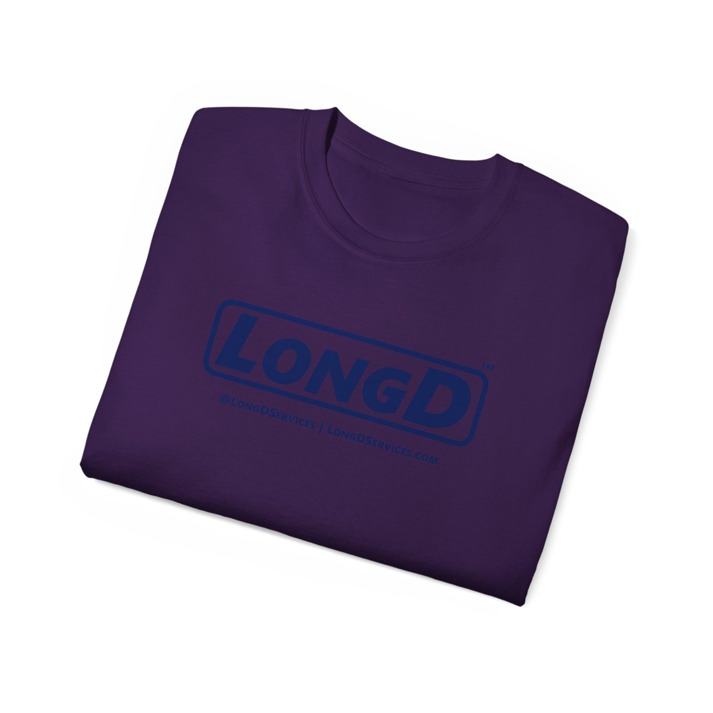 LongD® Logo Cotton Tee (Mardi Gras colored shirts with blue text)