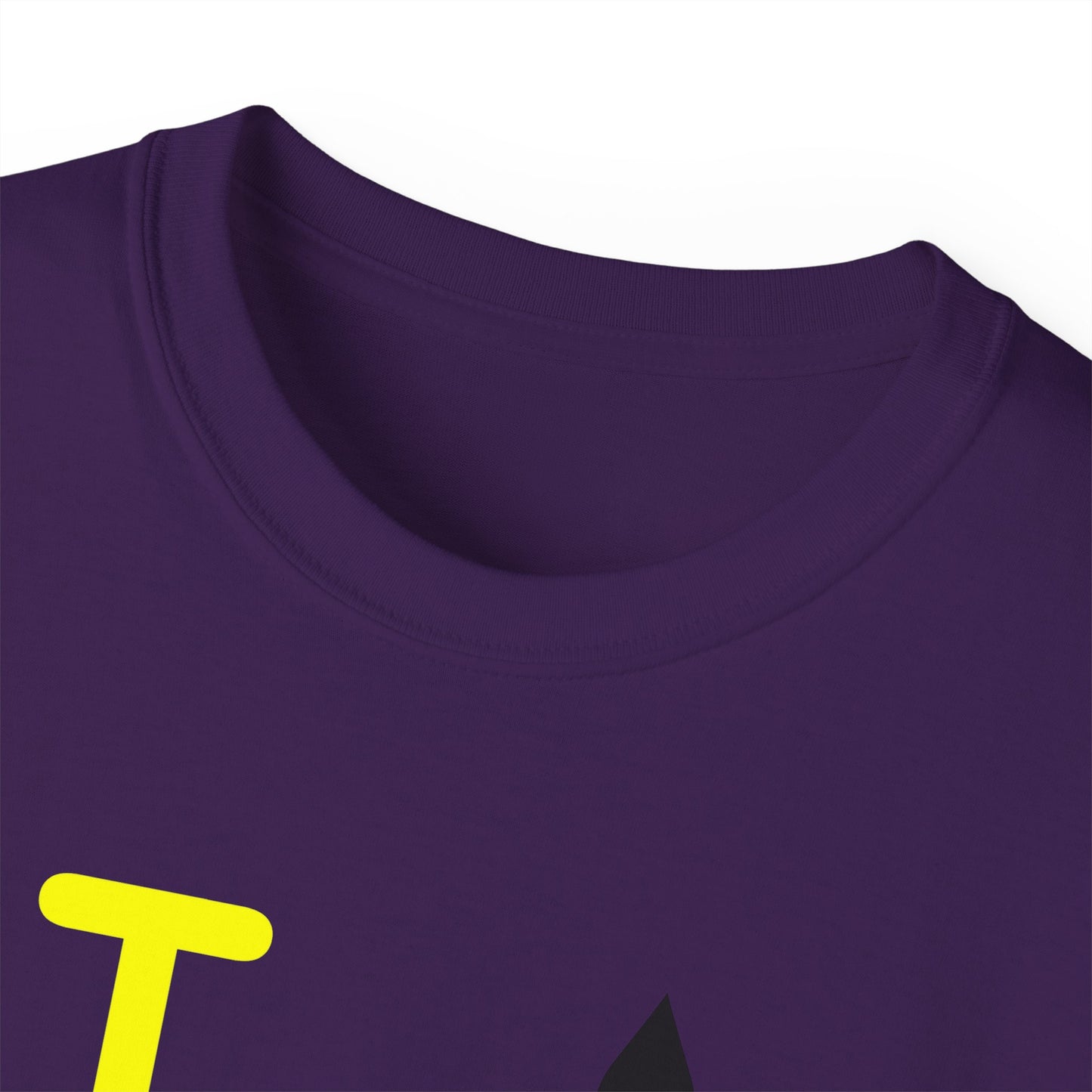 I Fleur LongD® Logo Cotton Tee (yellow text & black fleur de lis)