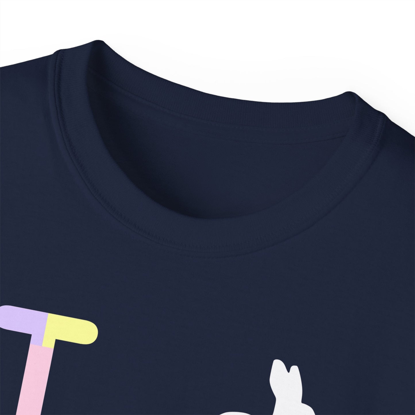 I Bunny LongD® Logo Cotton Tee Easter pastel variety negative text (white Easter Bunny)
