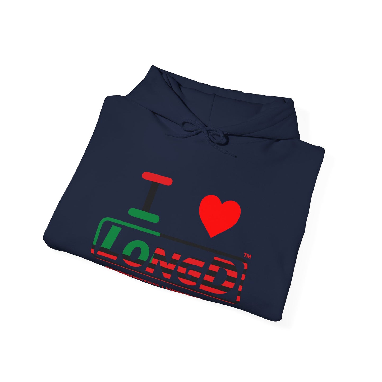 I Luv LongD® Logo Hoodie with Juneteenth positive flag