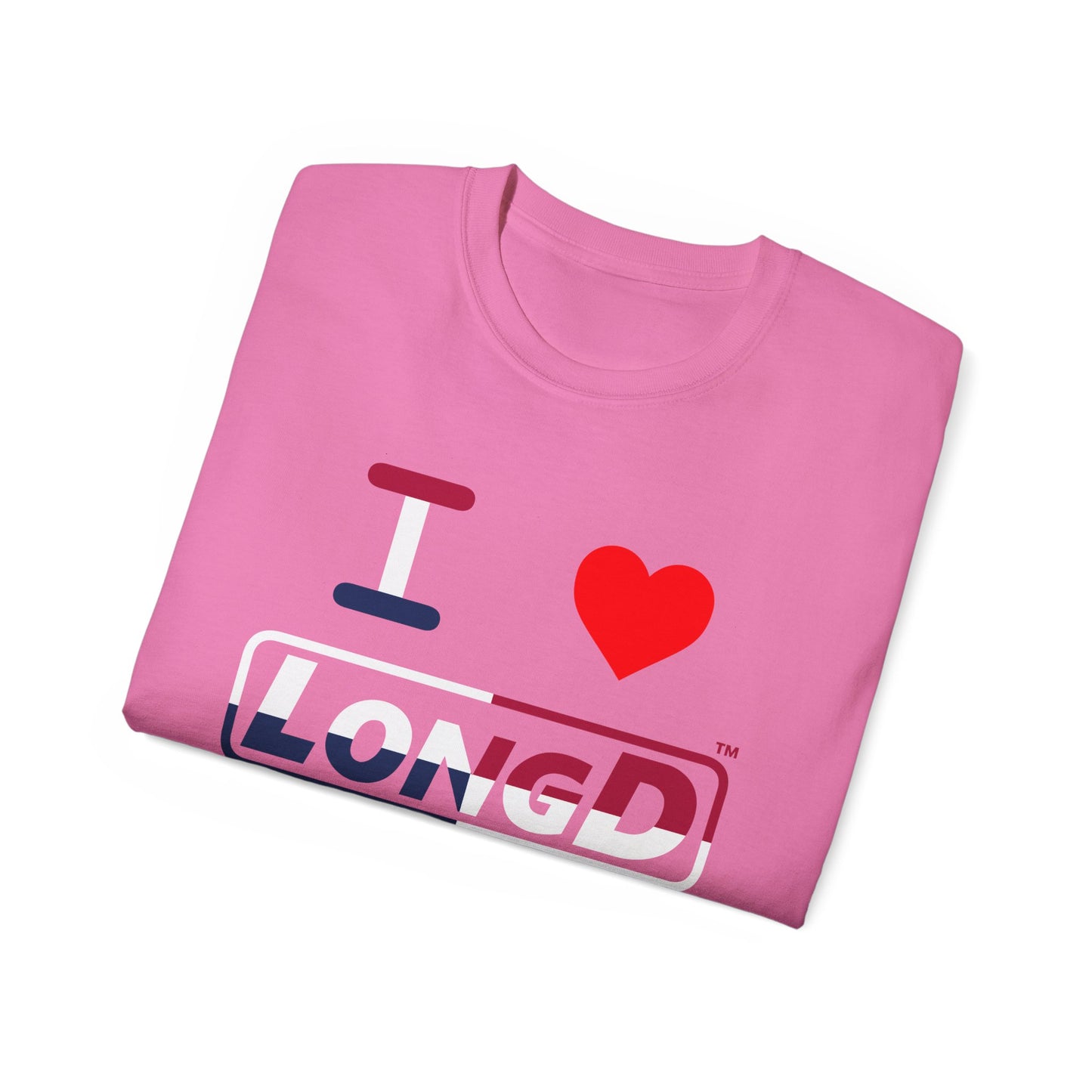 I Luv LongD® Logo Cotton Tee Red, White and Blue positive quarters text
