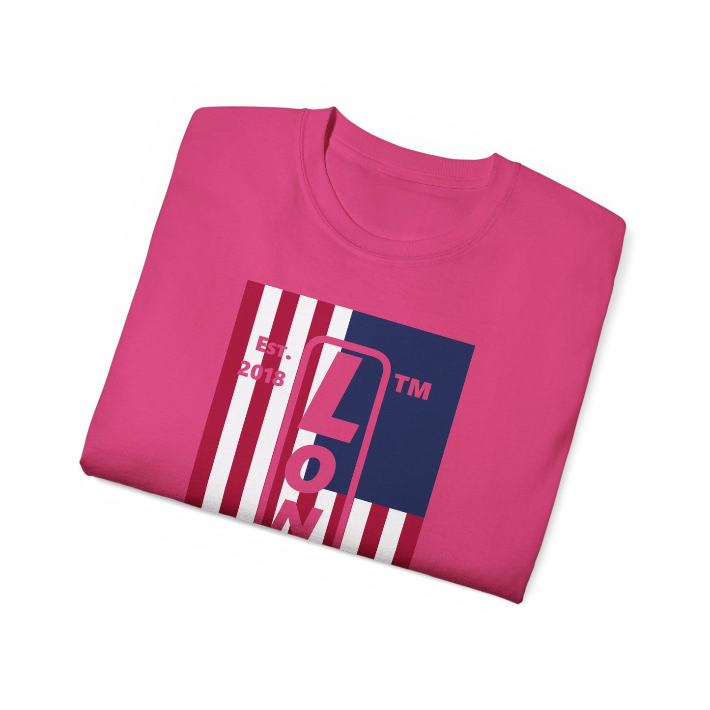 LongD cotton tee negative flag Chicago upright logo (Patriotic colors)