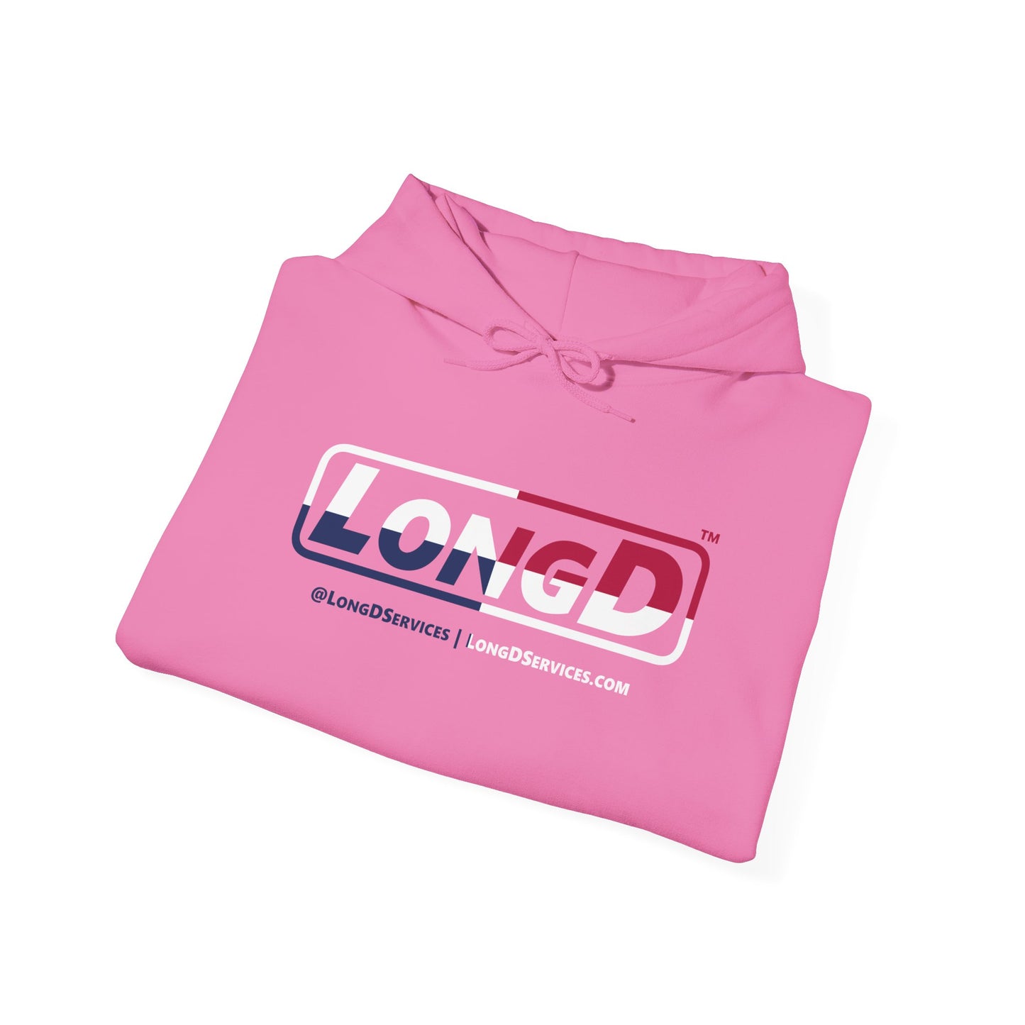 LongD® Logo Hoodie red, white and blue positive quarters