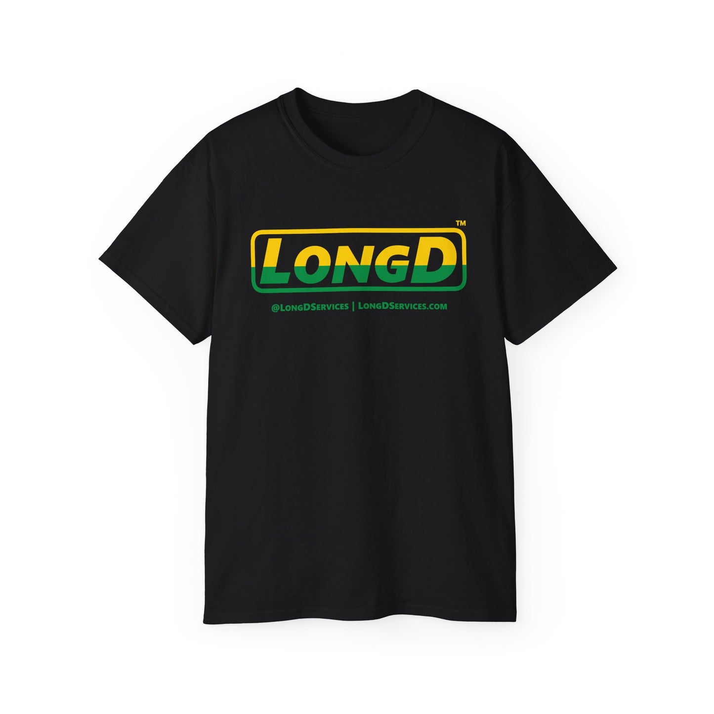 LongD® Logo Cotton Tee (St. Patrick's Day -Irish Green and Golden Yellow top-bottom split)