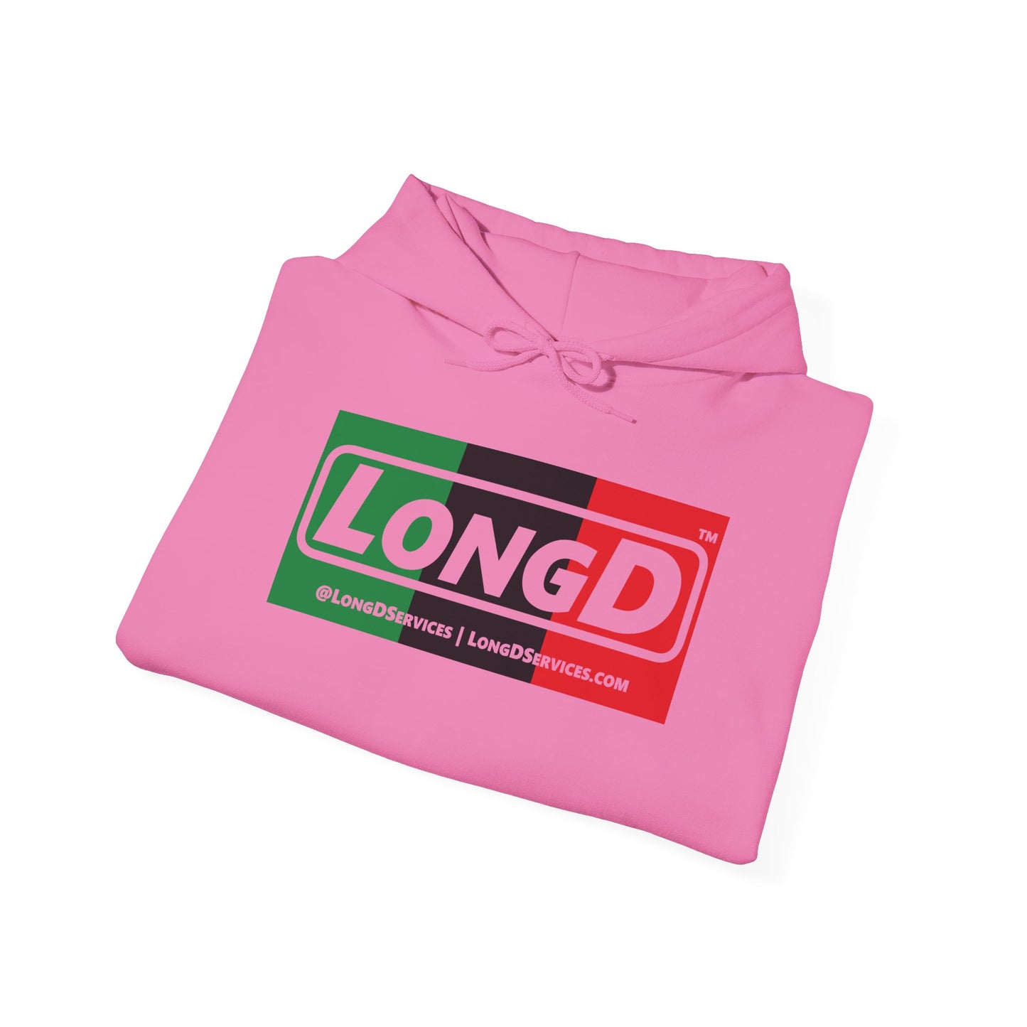 LongD® Logo Hoodie with Juneteenth negative thirds text
