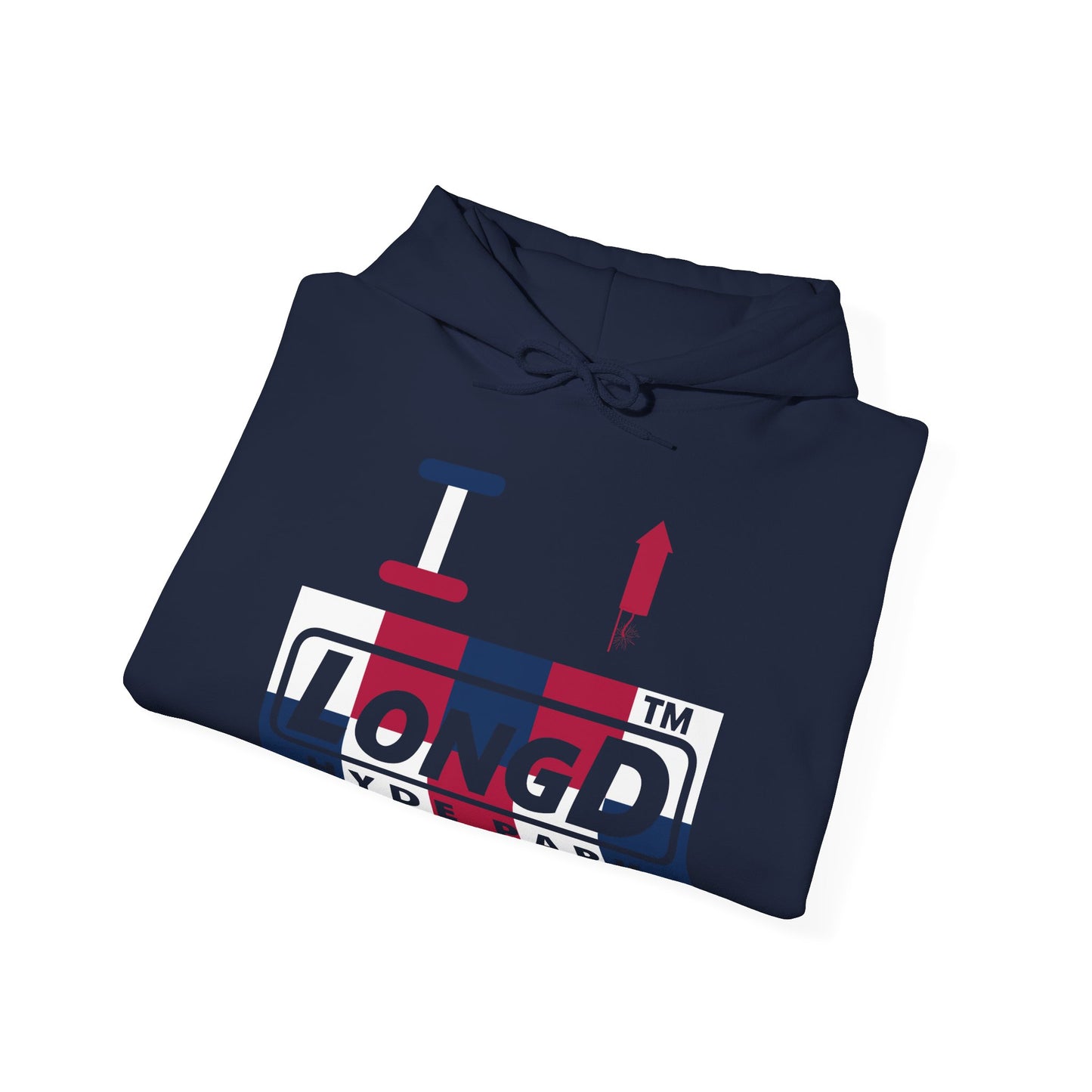I firecracker LongD® negative 2x5 4-print double breasted Hyde Park logo hoodie