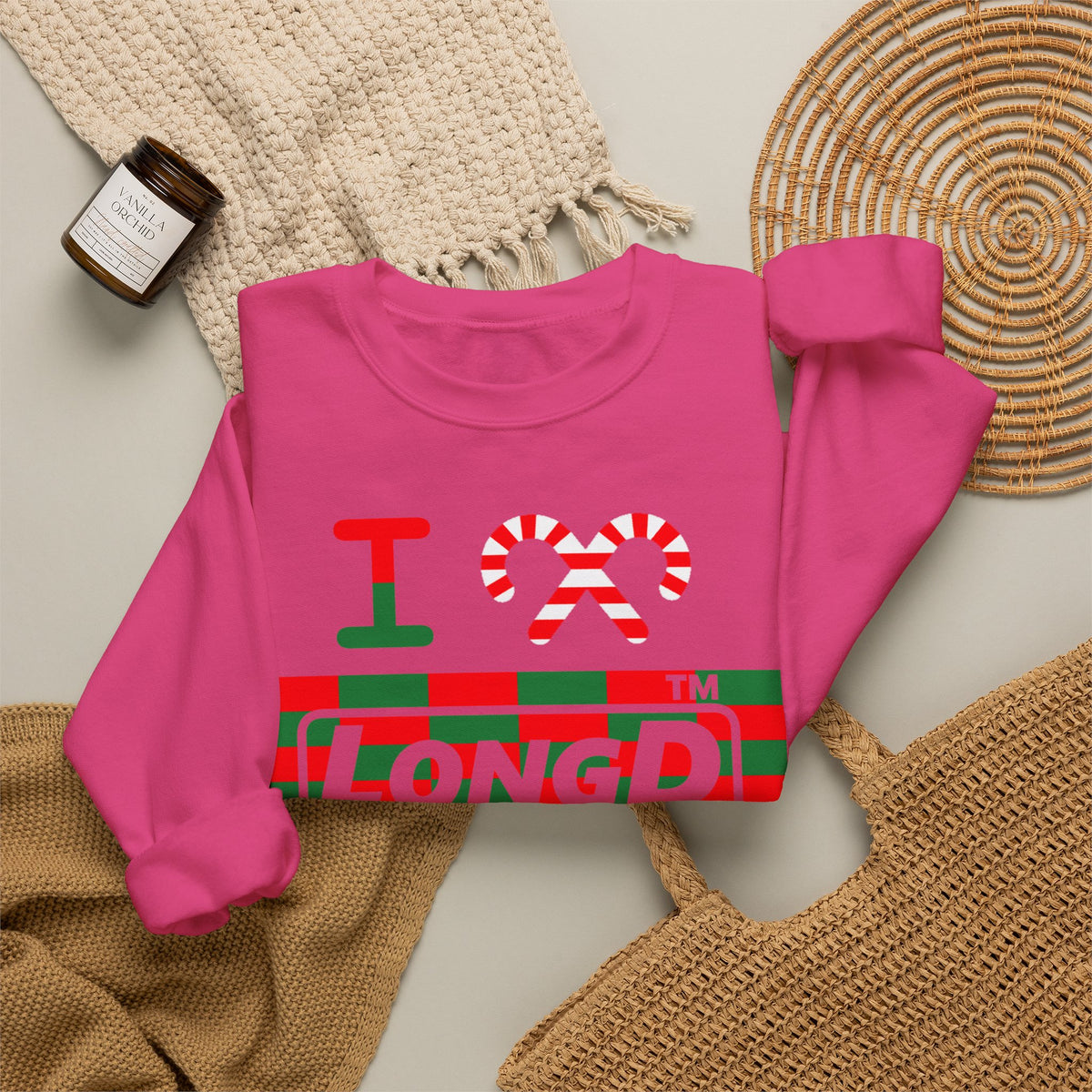 I candy cane LongD Hyde Park negative tiled logo crewneck sweatshirt