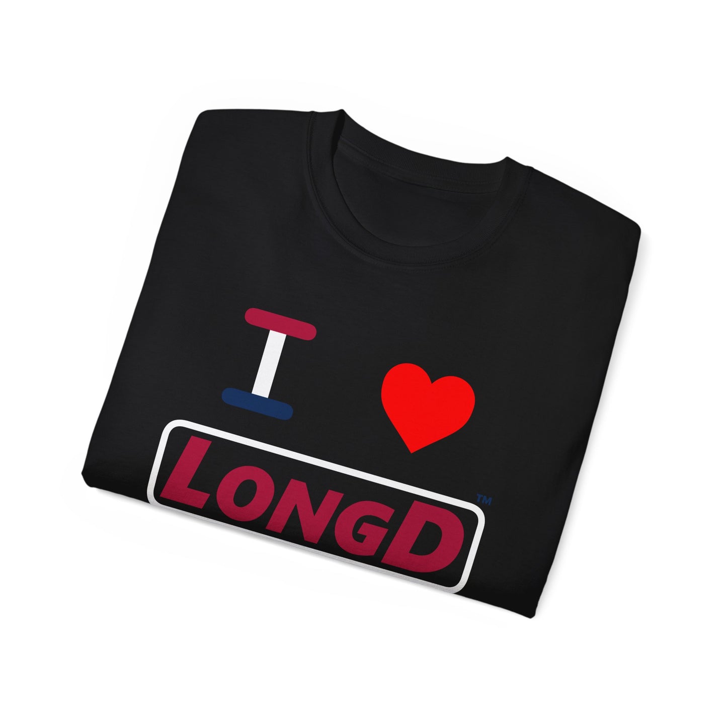 I Luv LongD® Logo Cotton Tee Red, White and Blue positive elements text