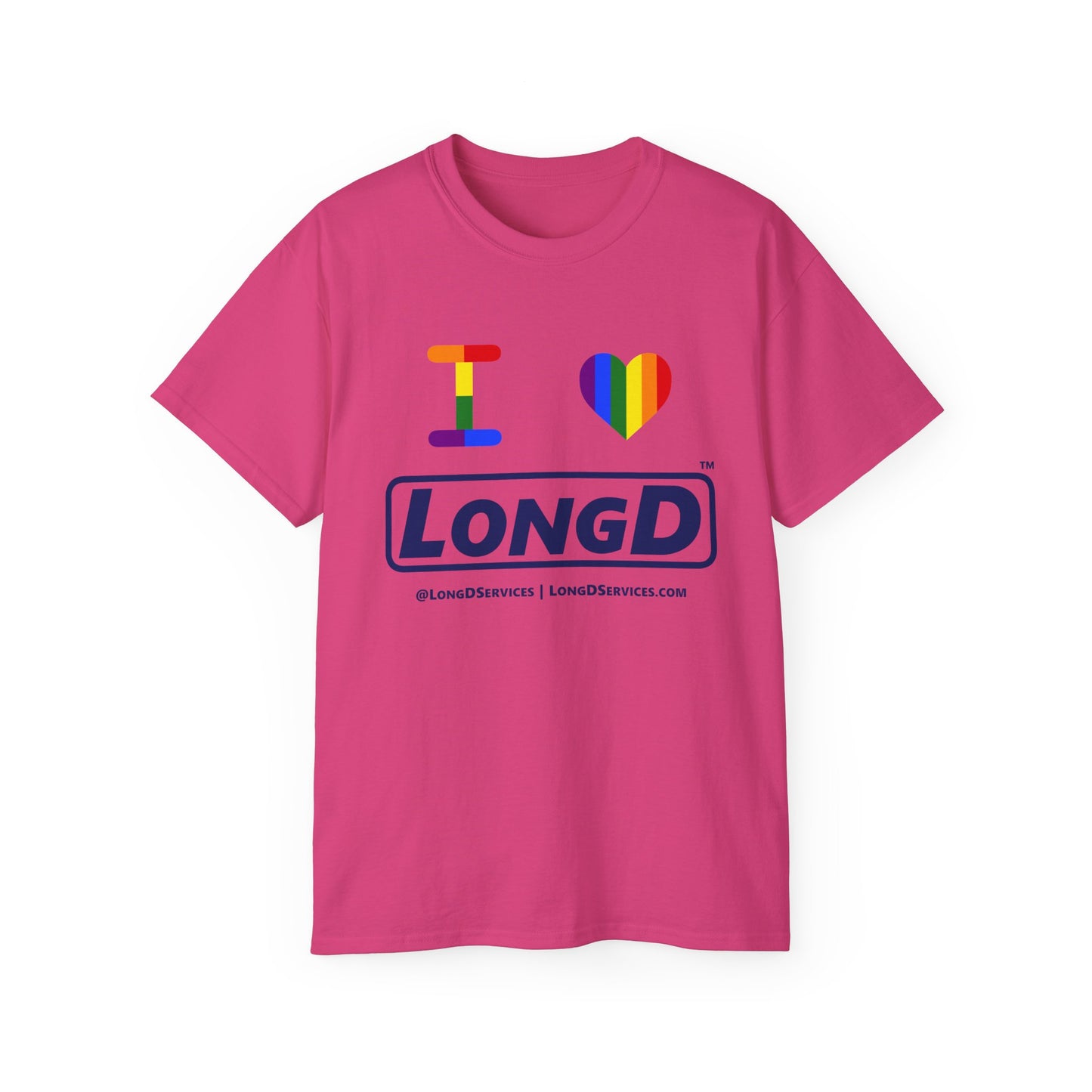 I Luv LongD® Official Logo Cotton Tee Pride rainbow heart and positive text logo