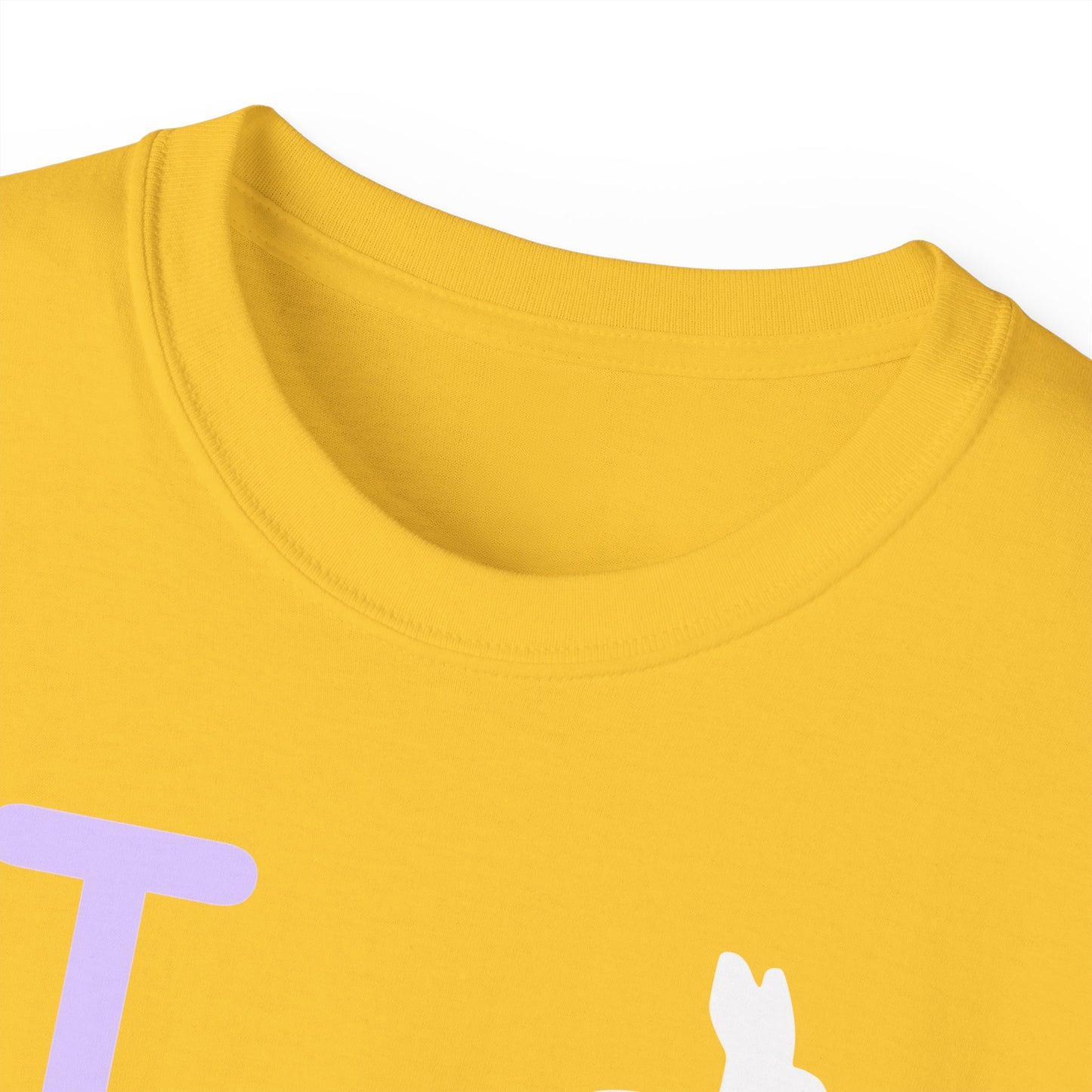 I Bunny LongD® Logo Cotton Tee Easter pastel purple negative text (white Easter Bunny)