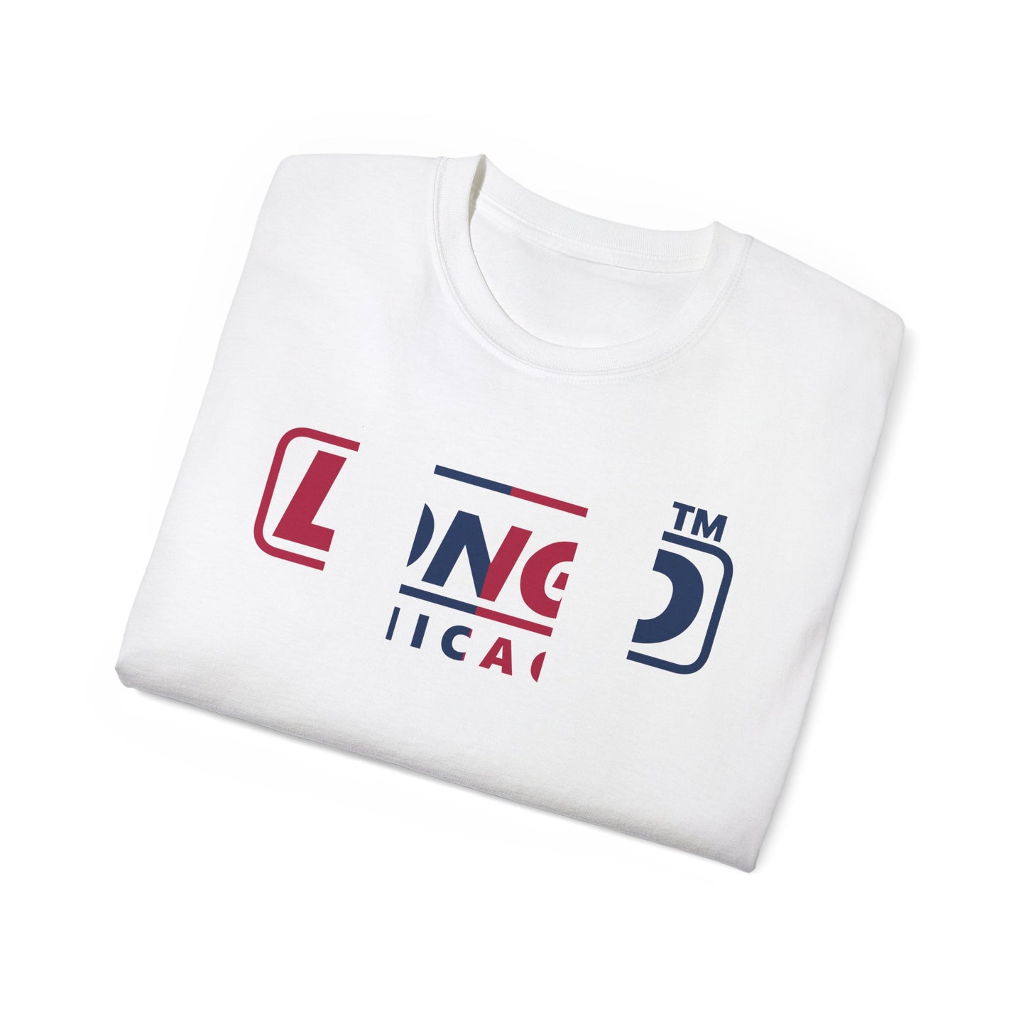 LongD positive vertical 6-striped Chicago logo cotton tee (patriotic colors)
