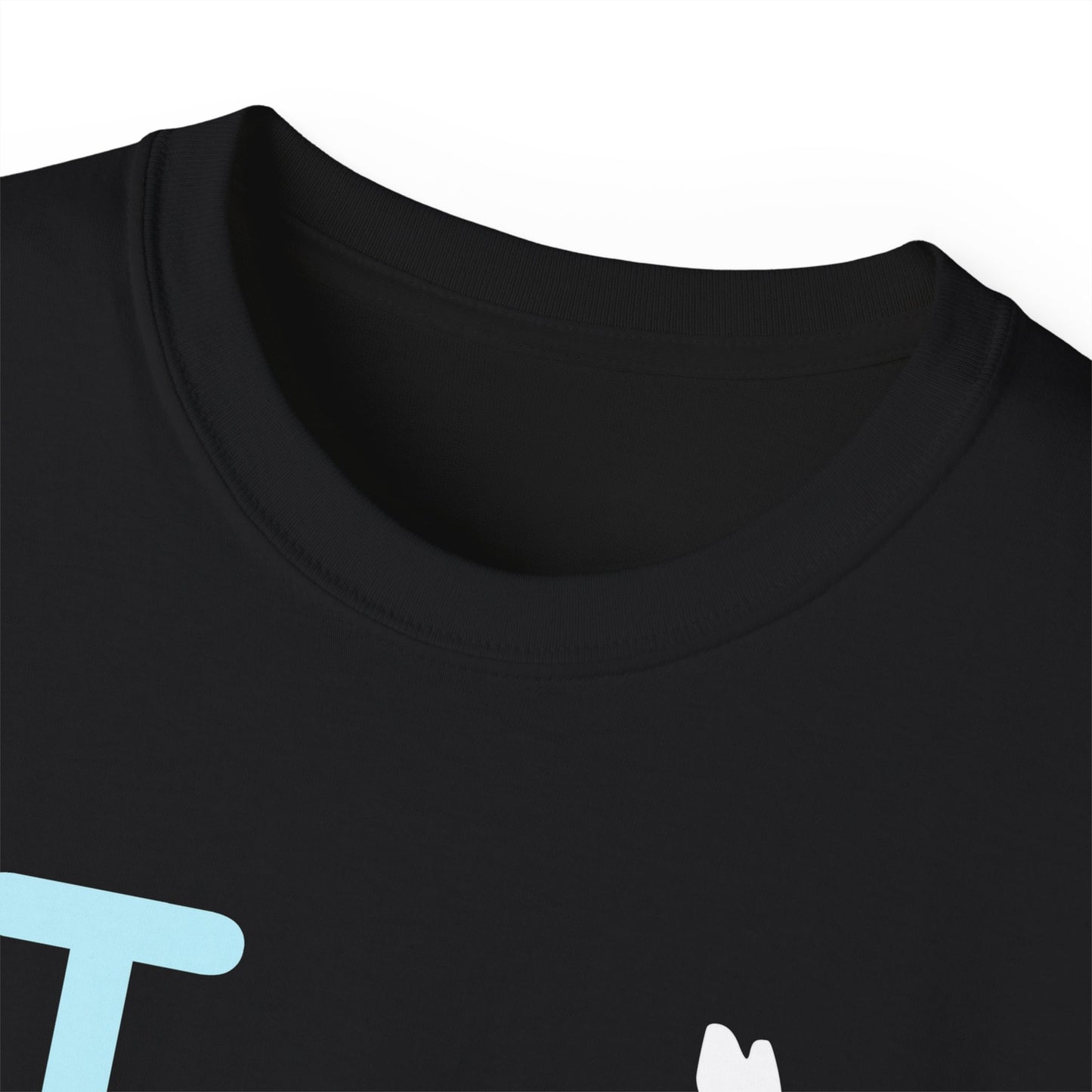 I Bunny LongD® Logo Cotton Tee Easter pastel blue text (white Easter Bunny)