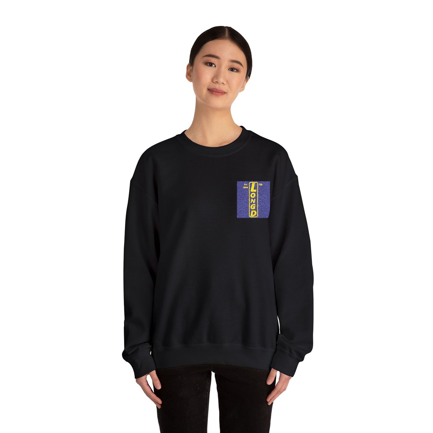 Embroidered Unisex Heavy Blend™ Crewneck Sweatshirt reverse logo upright