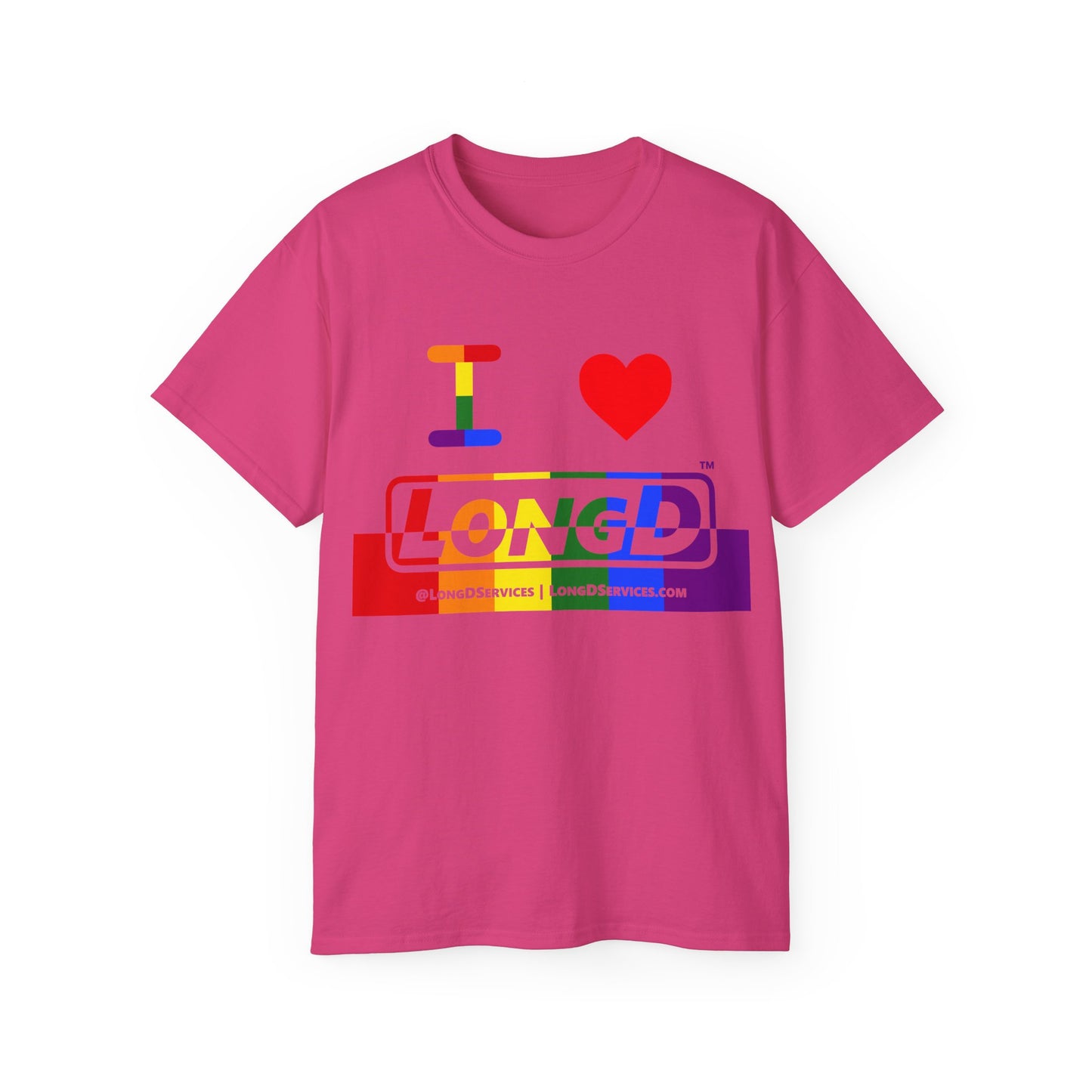 I Luv LongD® Logo Cotton Tee Pride rainbow positive top negative bottom text