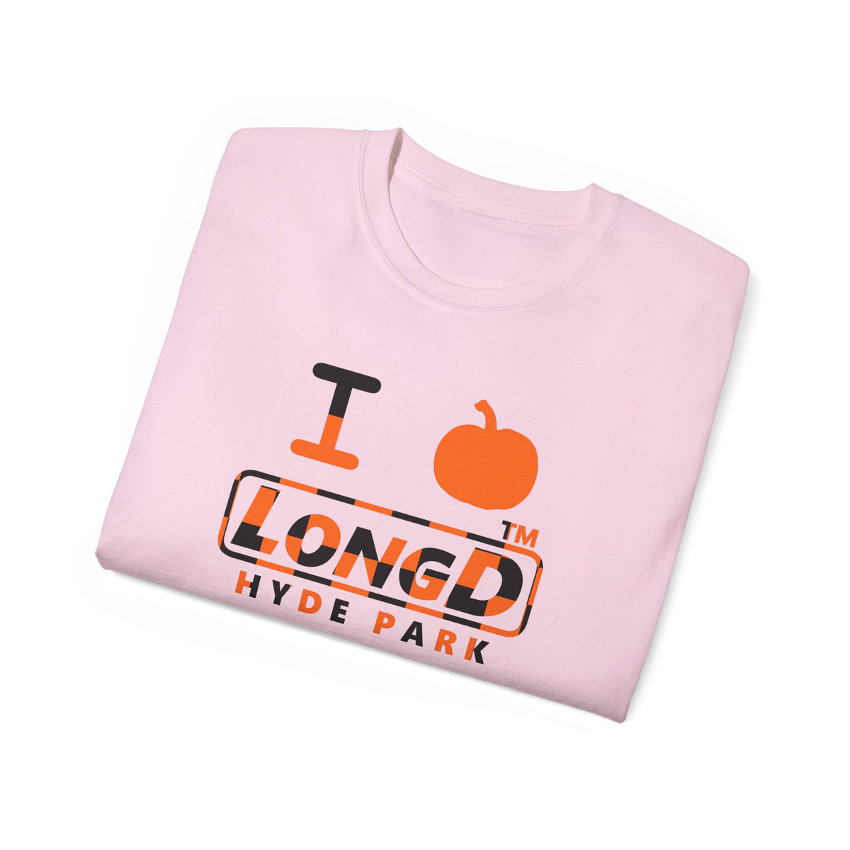 I pumpkin LongD Hyde Park positive checkered logo cotton tee