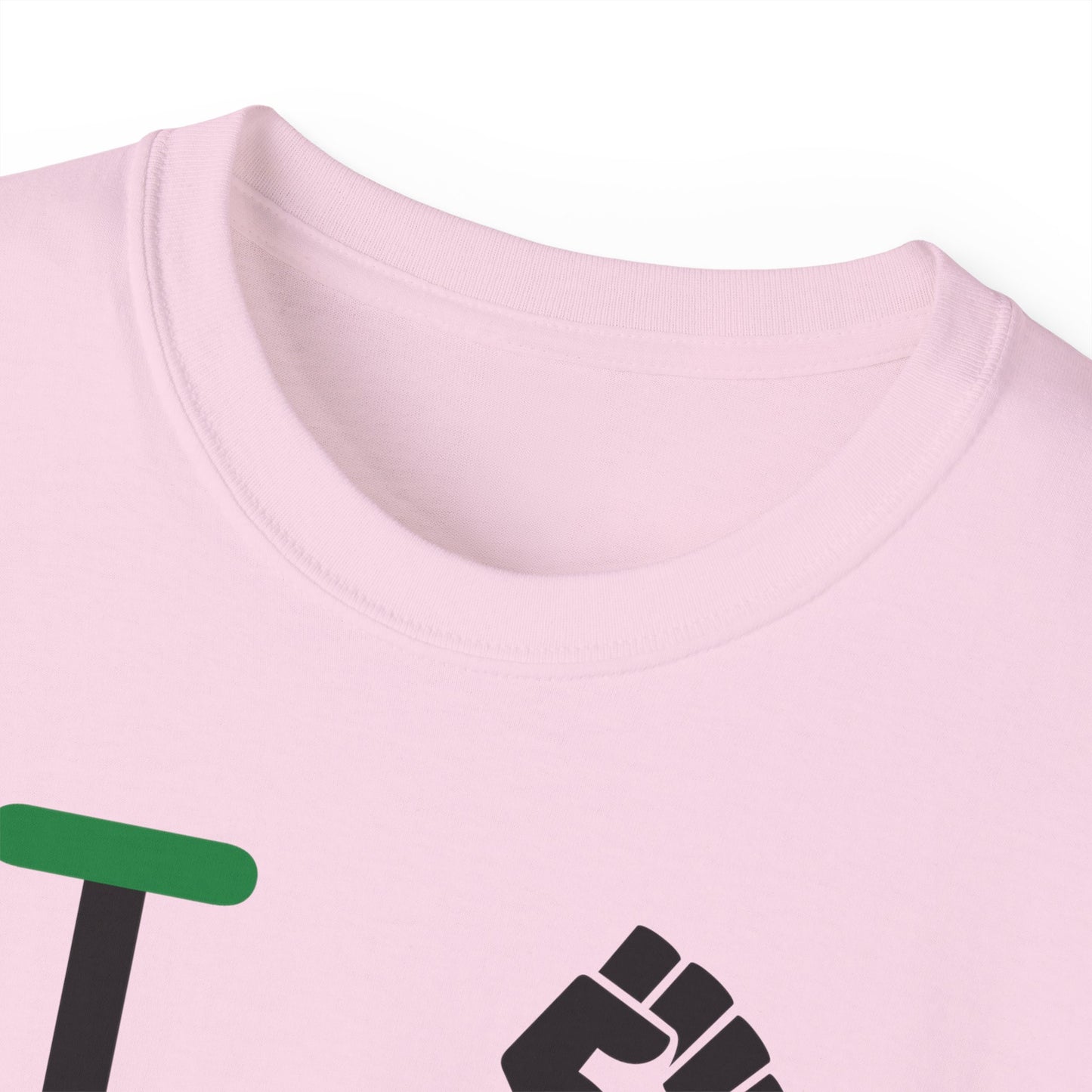I Fist LongD® Logo Cotton Tee Juneteenth black fist negative striped text