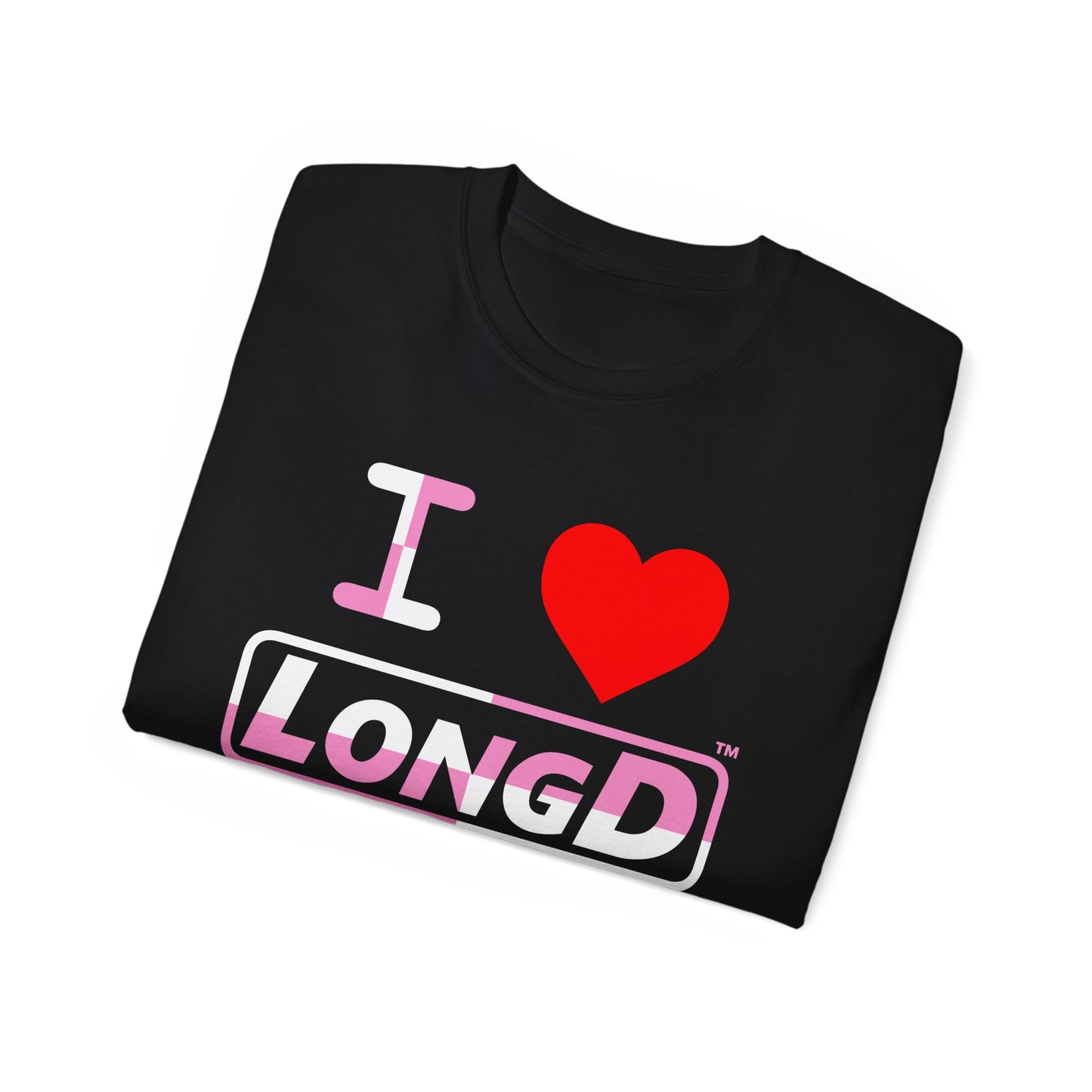 I Luv LongD Logo Cotton Tee (Valentines pink/white quarter split text)